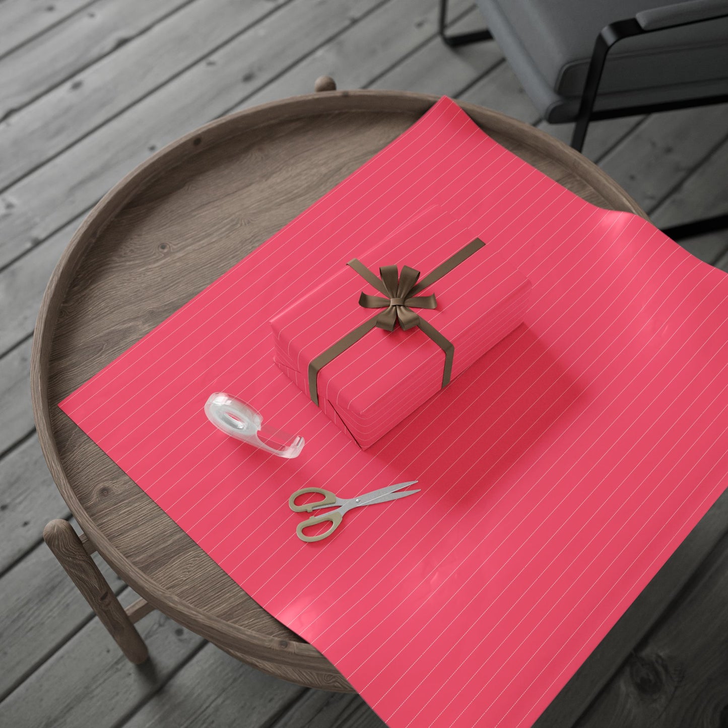 Bright Pink & Cream Striped Wrapping Paper