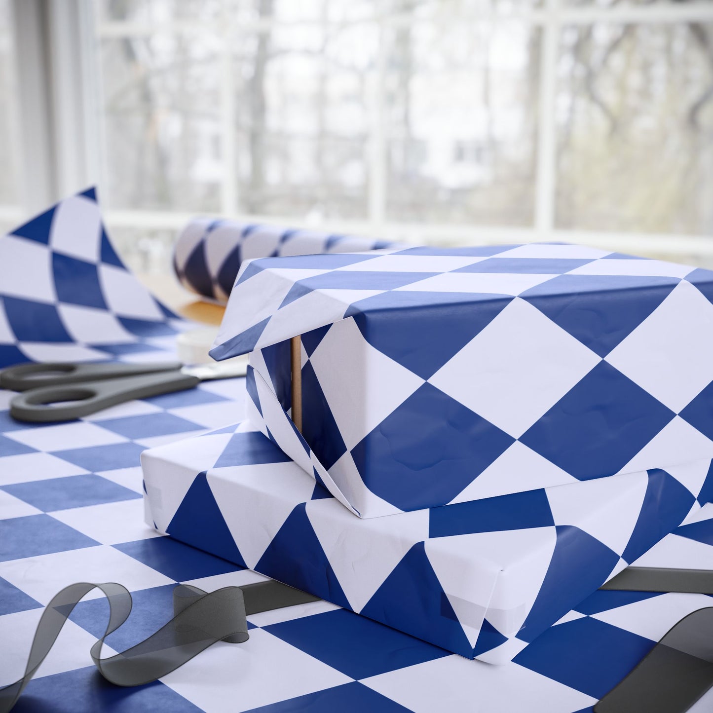 Blue on Blue Harlequin Pattern