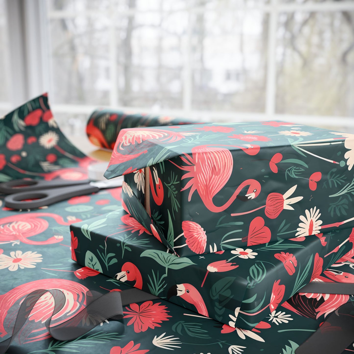 Abstract Alice in Wonderland Flamingo Gift Wrap