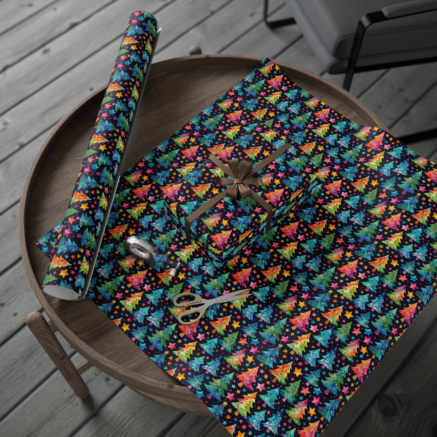 Tree - mendously Bright – Rainbow Christmas Tree Wrapping Paper