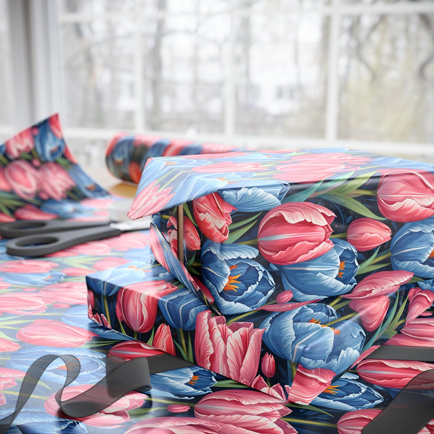 Vibrant Tulip Floral Wrapping Paper