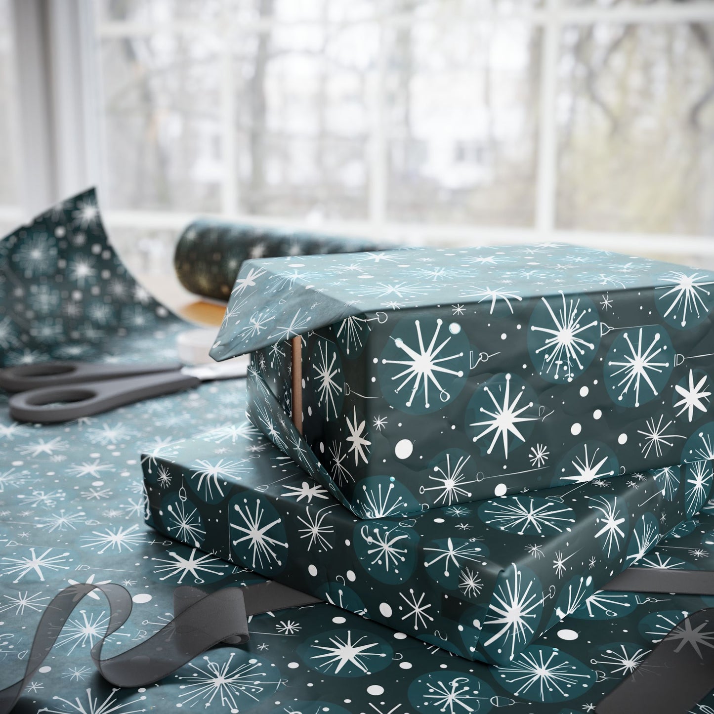 Atomic Bauble Pop – Mid - Century Ornament Wrapping Paper