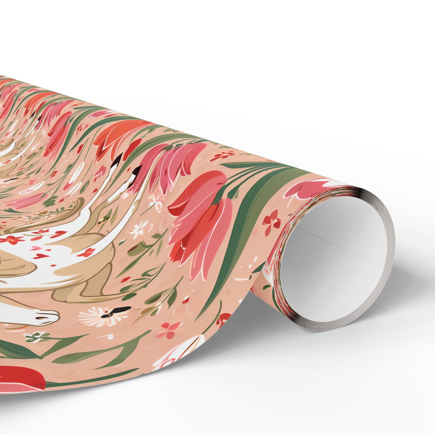 Playful Ponies and Tulips Romantic Gift Wrap
