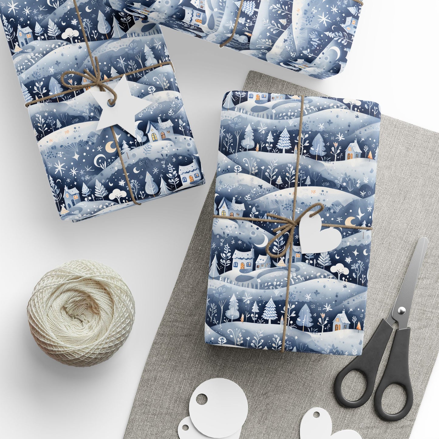 Silent Nightscape – Winter Village Wrapping Paper