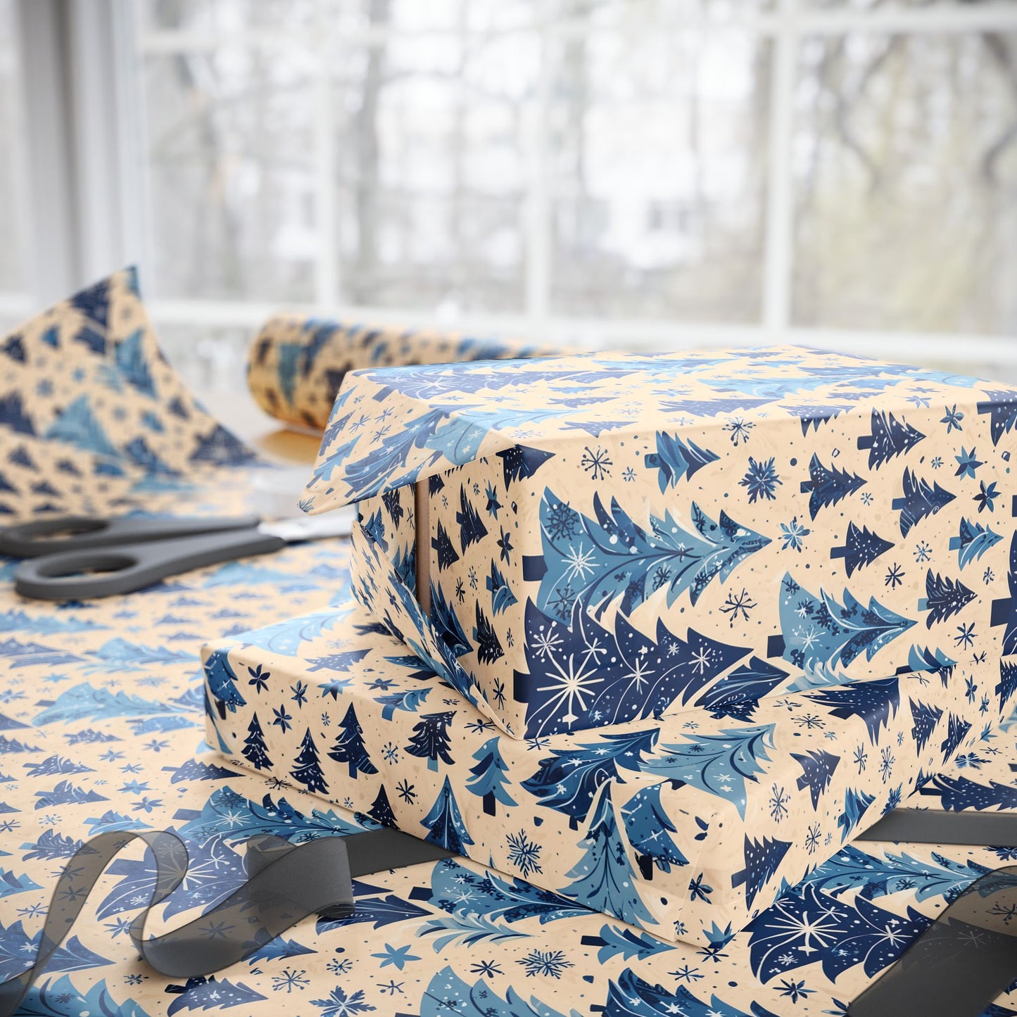 Frosted Pines & Midnight Spruce – Winter Wrapping Paper
