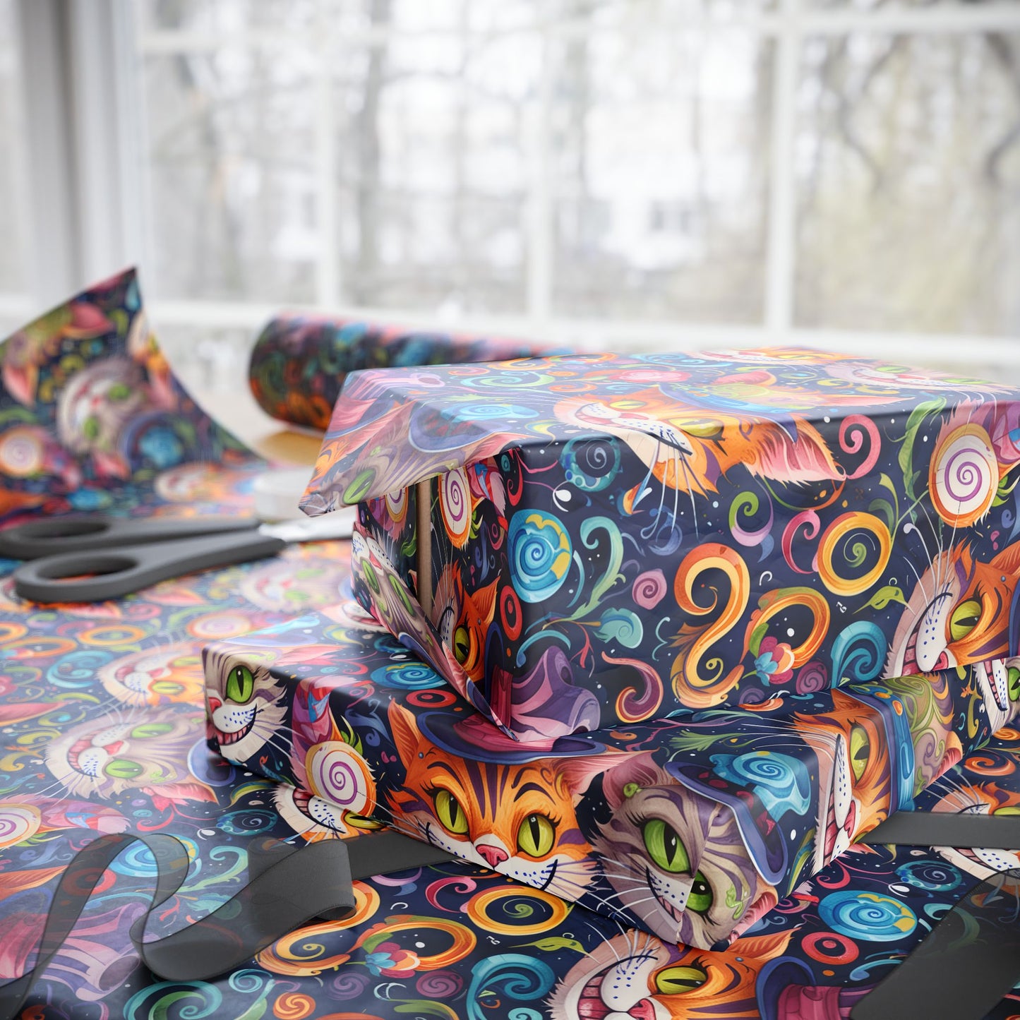 Colorful Cheshire Cat Wrapping Paper