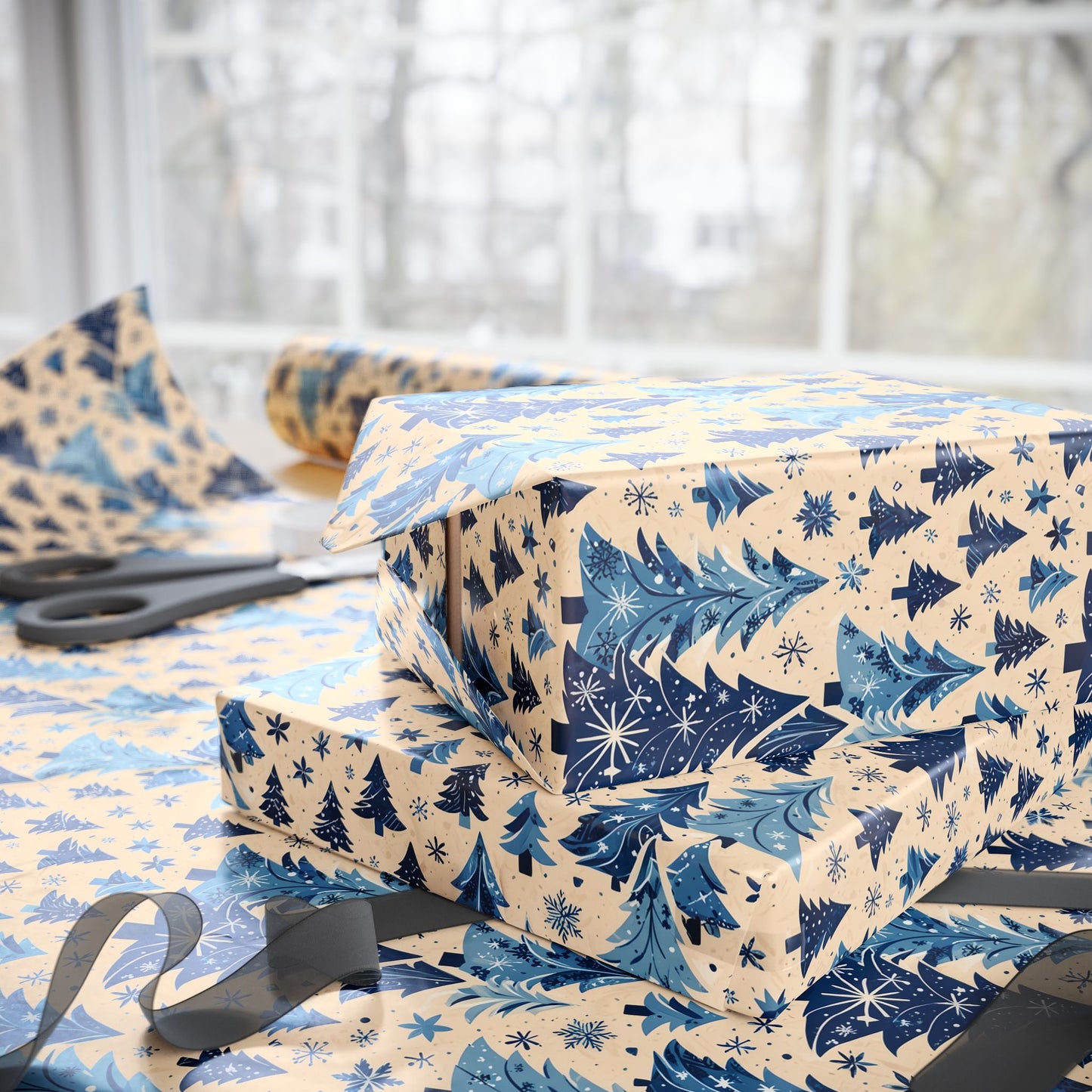 Frosted Pines & Midnight Spruce – Winter Wrapping Paper