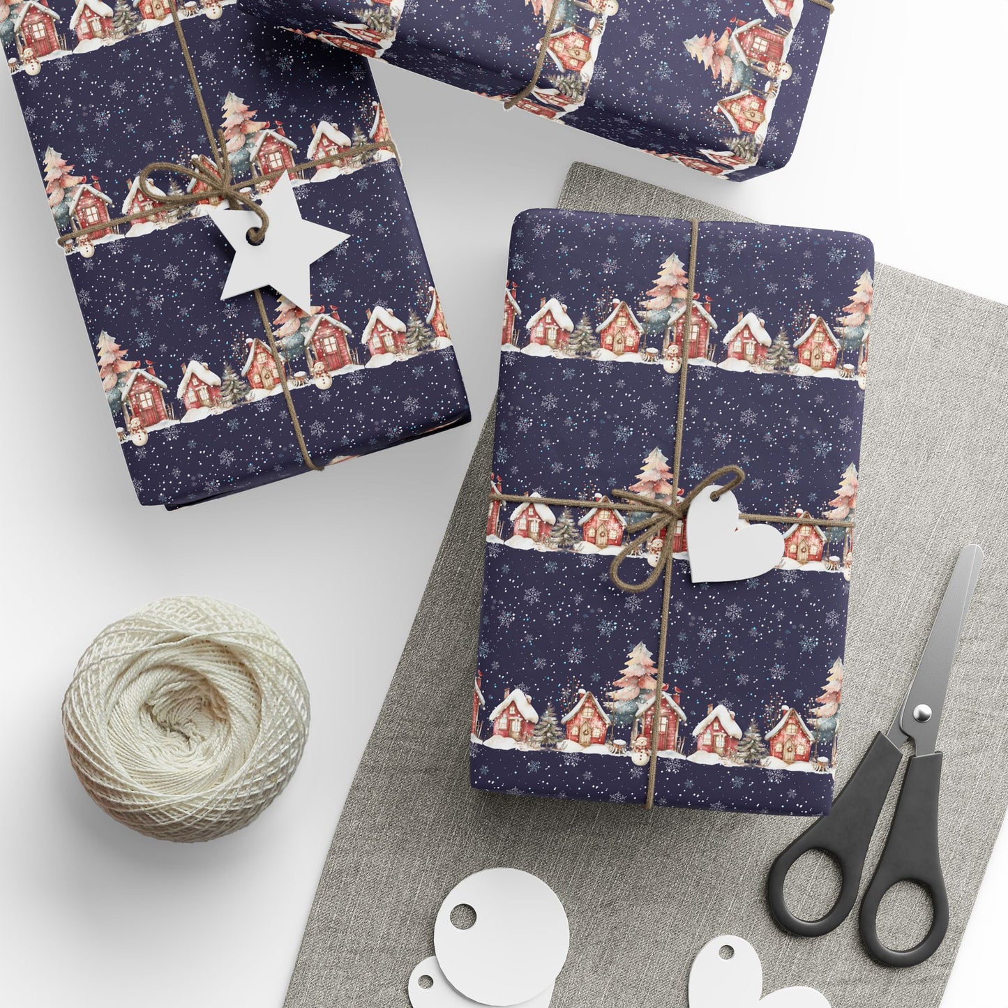 Silent Night, Snowy Light – Winter Village Wrapping Paper