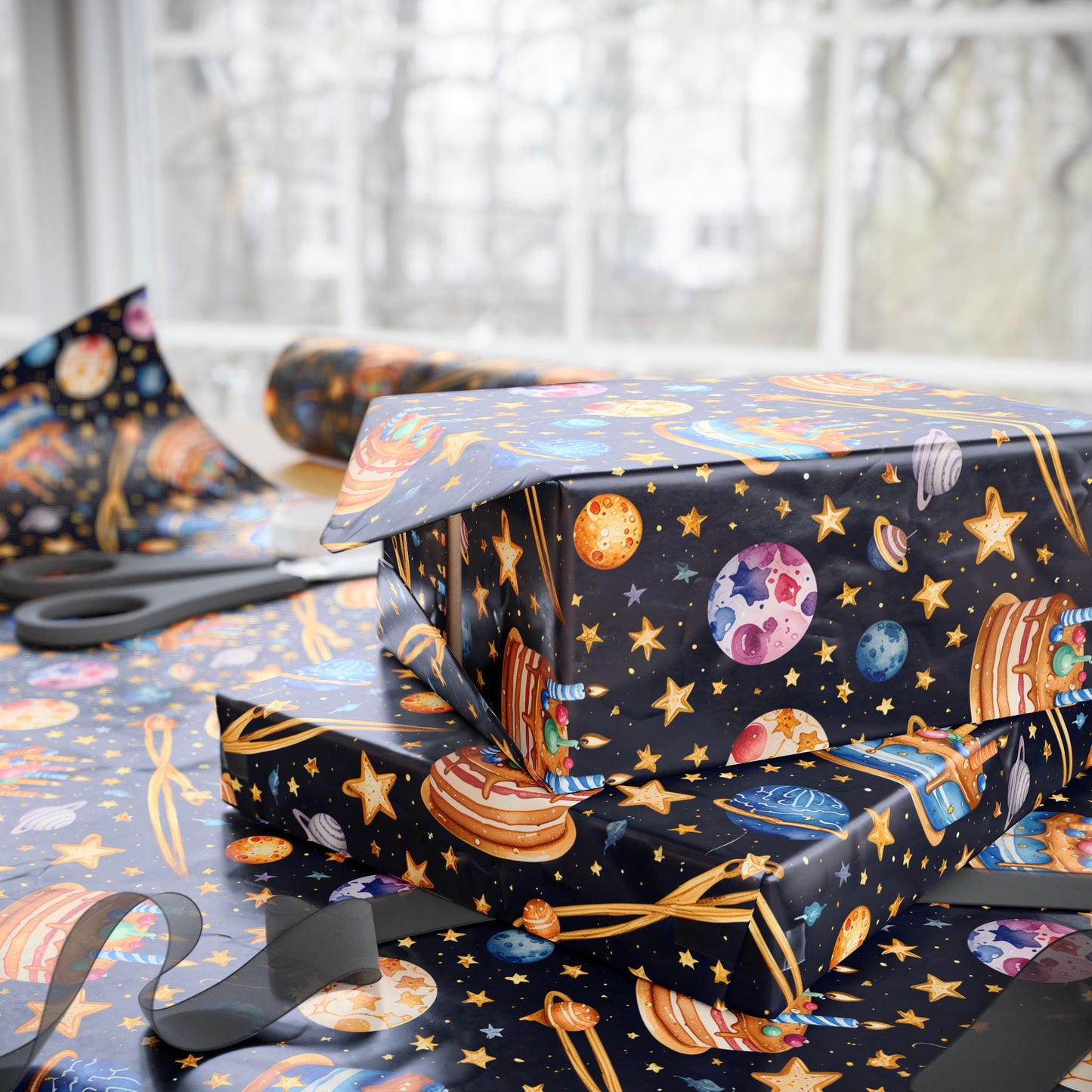 Space and Cake Design Gift Wrap