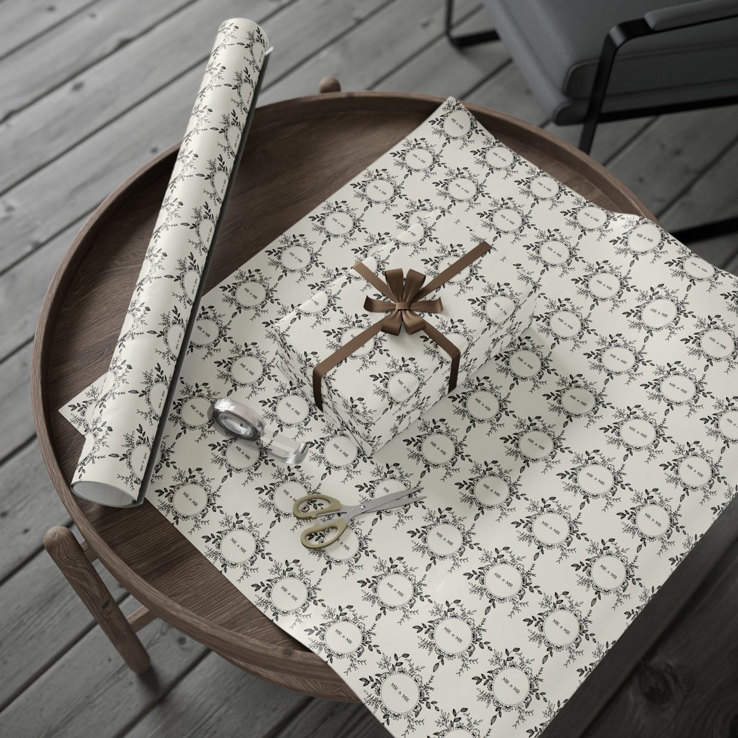 Mr. & Mr. Gift Wrapping Paper in Black & White
