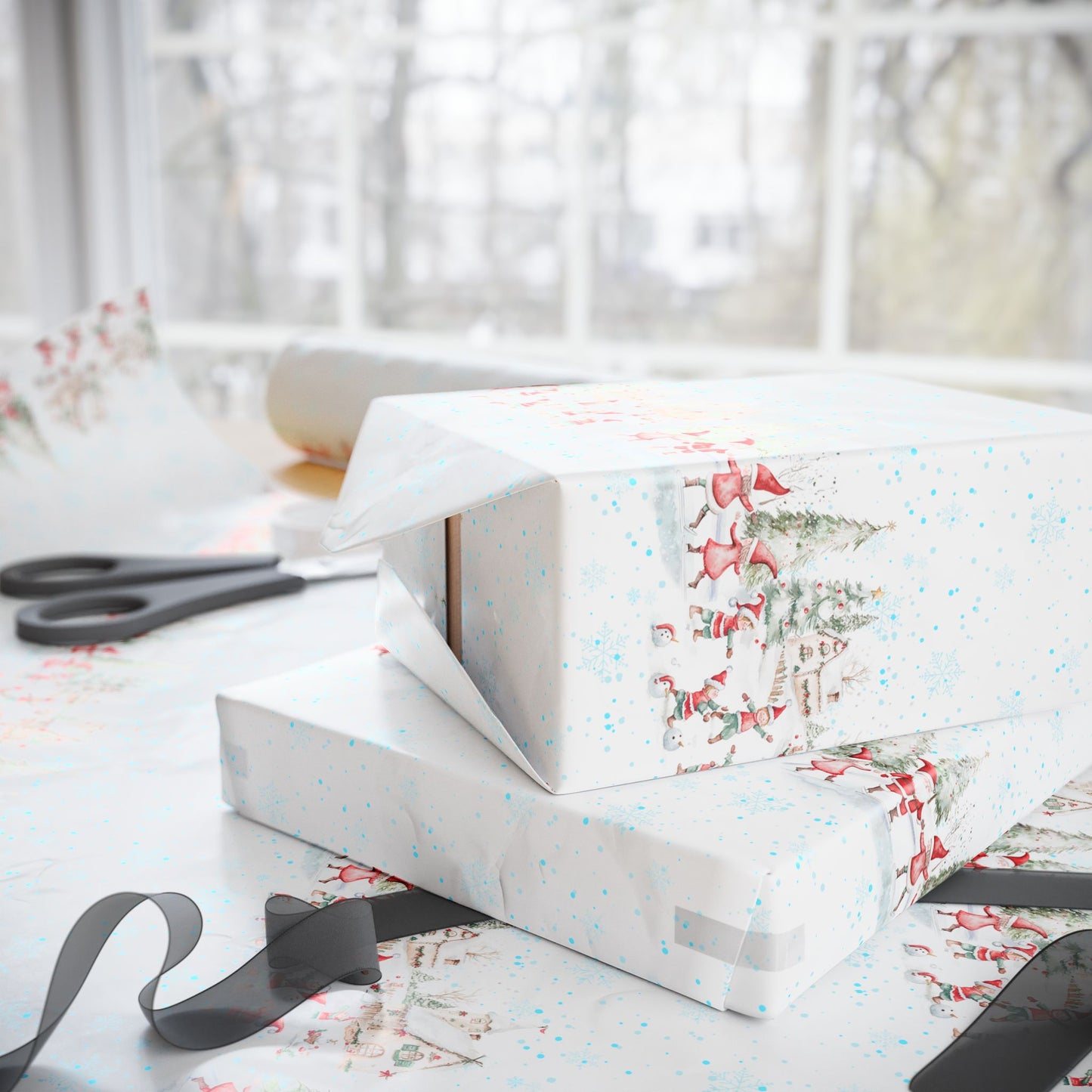 Tinsel Tango – Dancing Elves in a Winter Wonderland Wrapping Paper