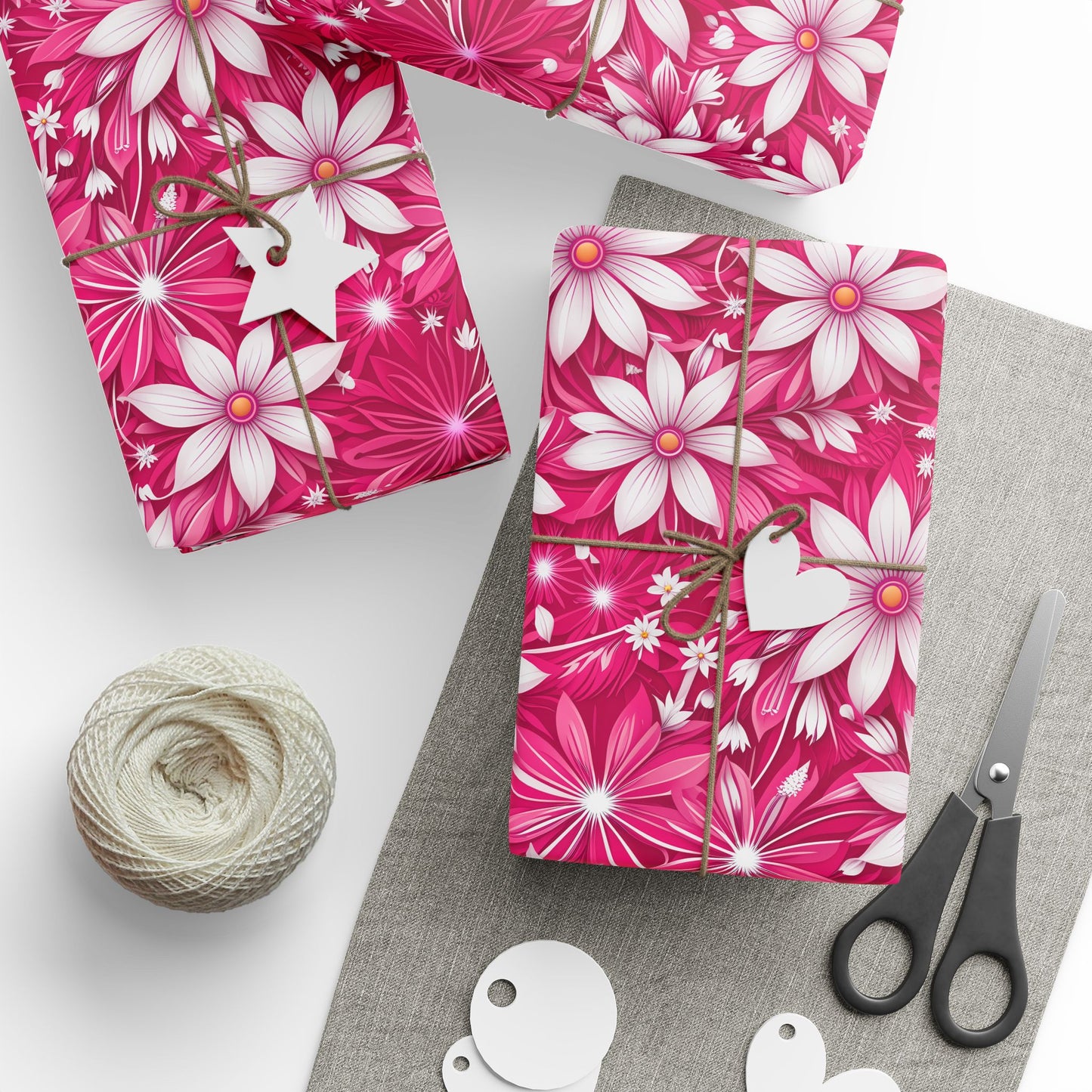 Pink and White Daisies Wrapping Paper