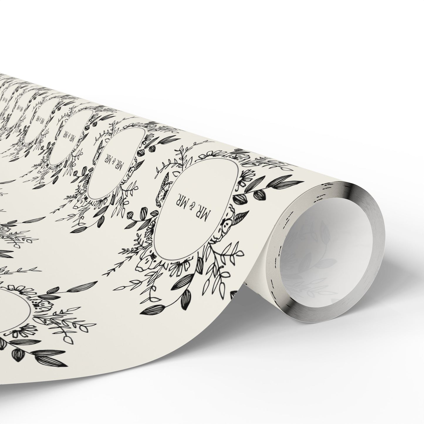 Mr. & Mr. Gift Wrapping Paper in Black & White