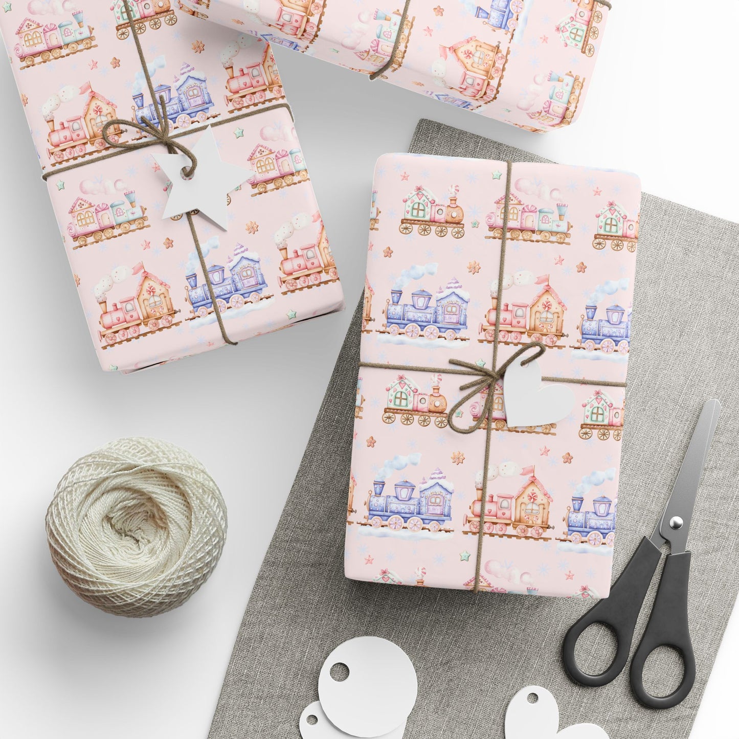 Candy Caboose Express – Gingerbread Train Wrapping Paper