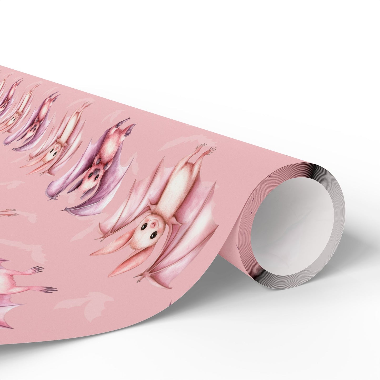 Batty & Blush – Pink Watercolor Bat Wrapping Paper