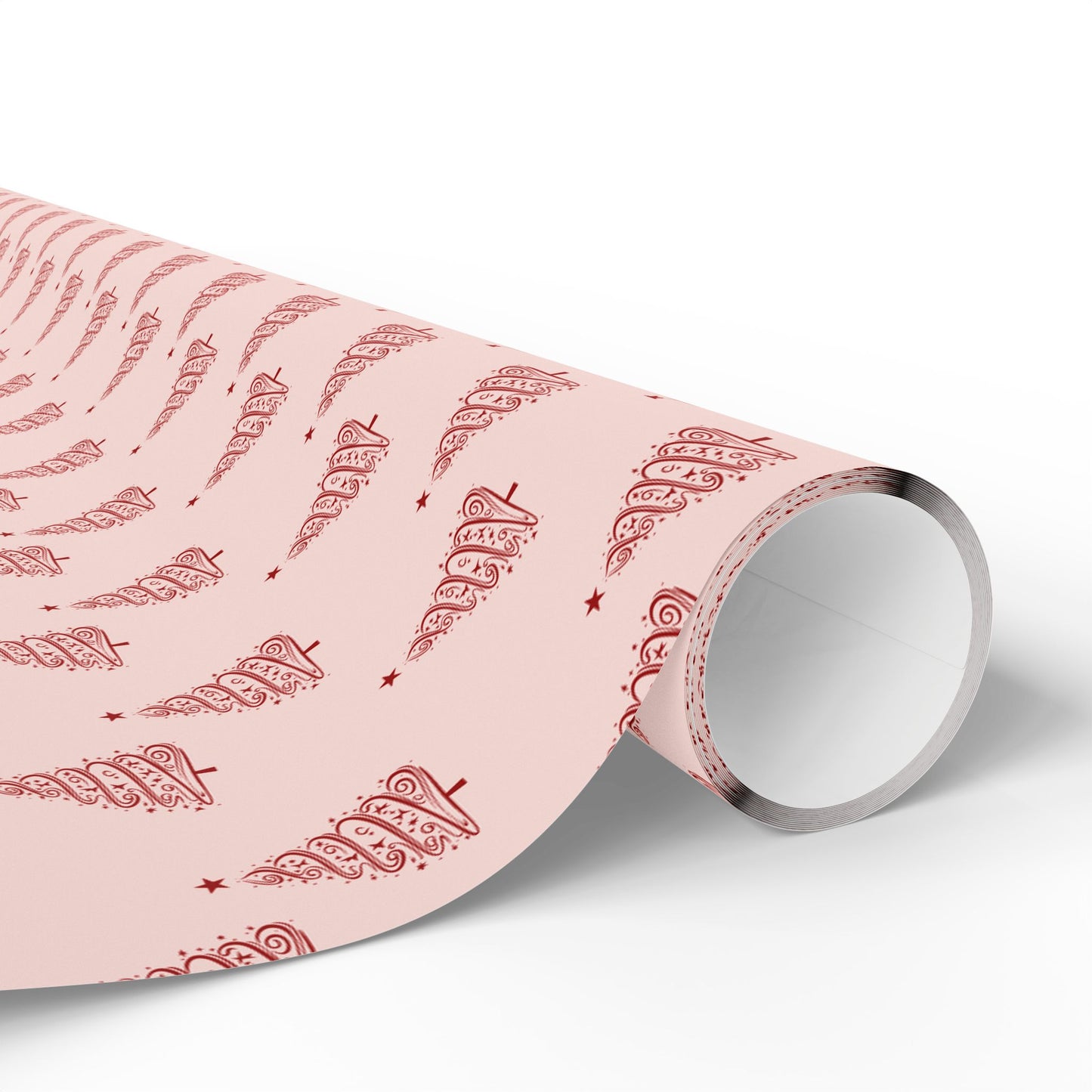 Twinkle Twirl – Pink & Red Swirl Tree Wrapping Paper