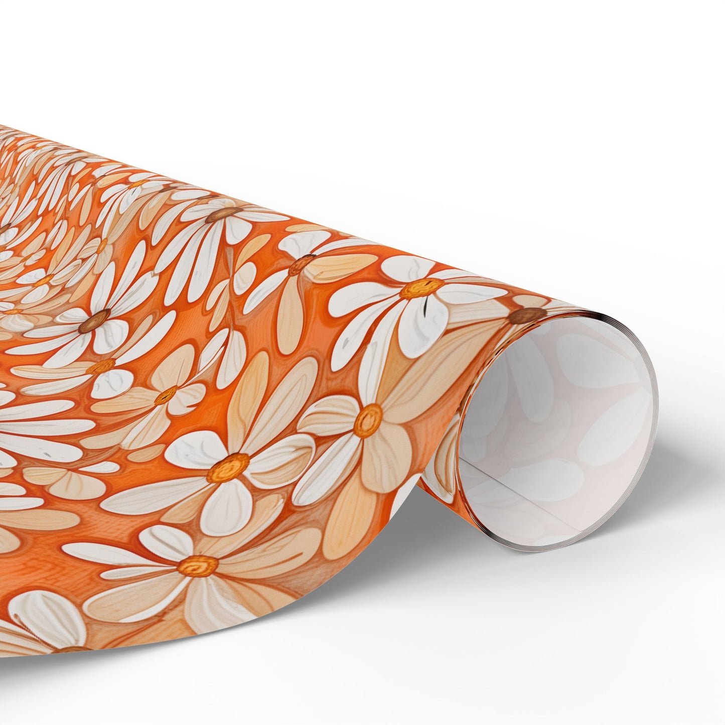 Charming Orange Floral Gift Wrap