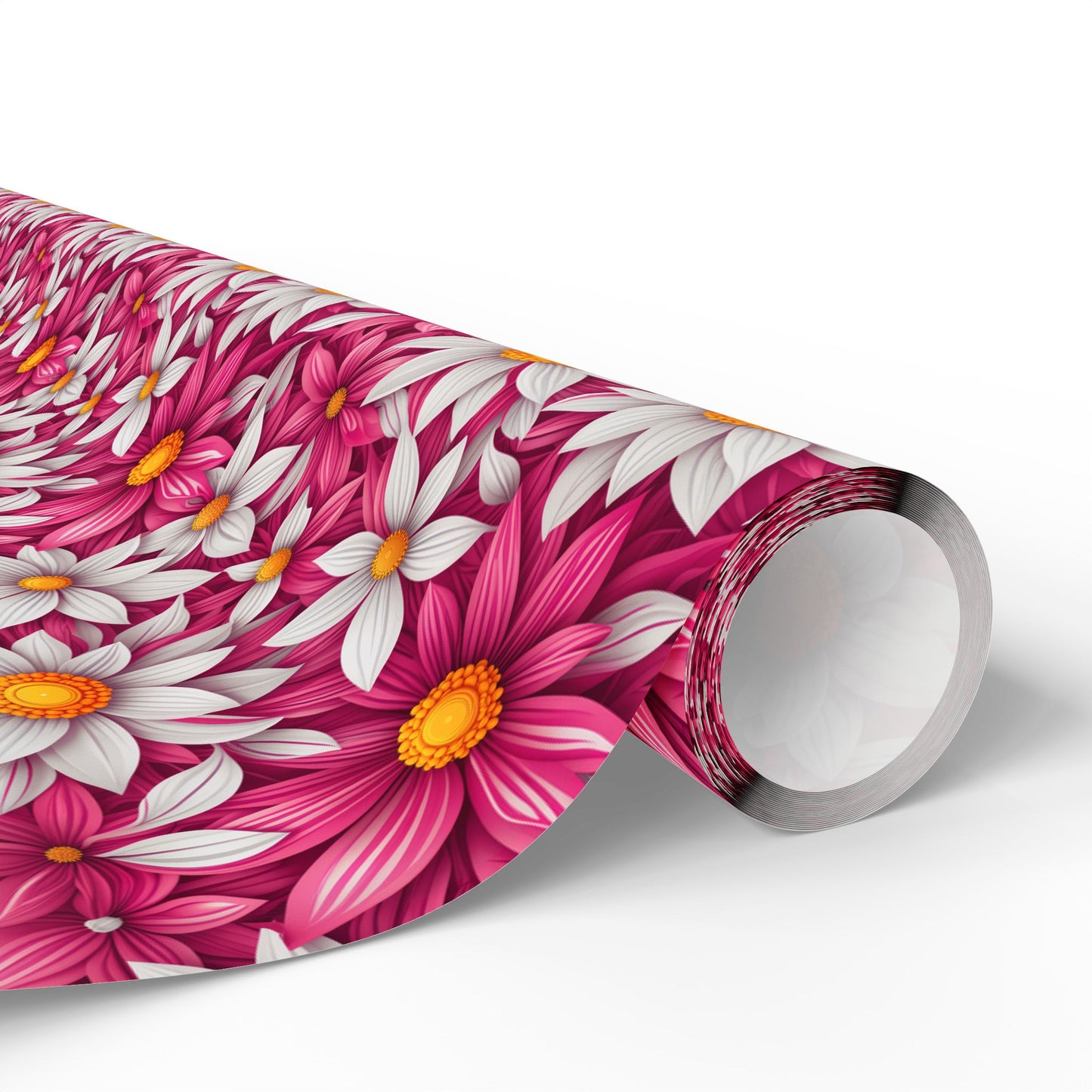 Pink & White Daisy Floral Gift Wrap Paper