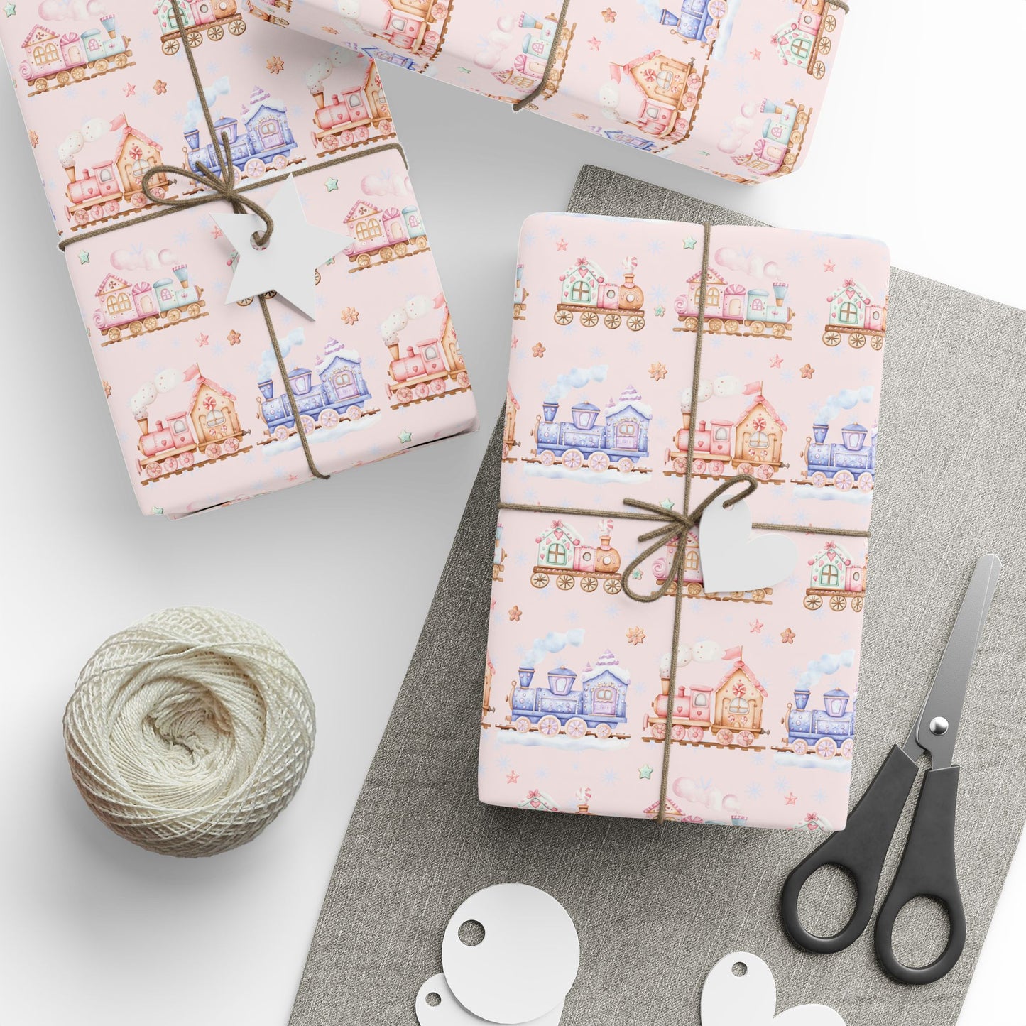 Candy Caboose Express – Gingerbread Train Wrapping Paper