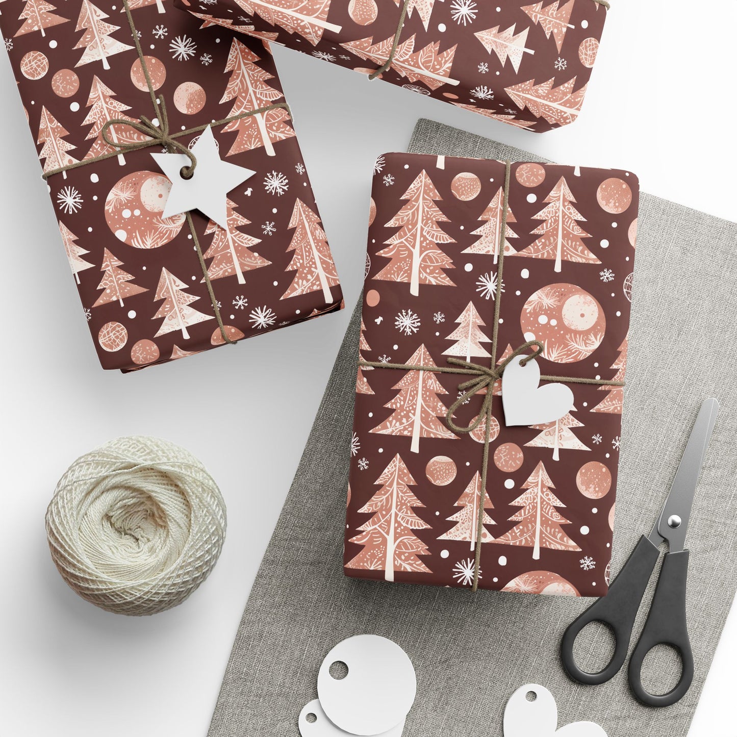 Cocoa Pines – Warm Neutral Christmas Wrapping Paper