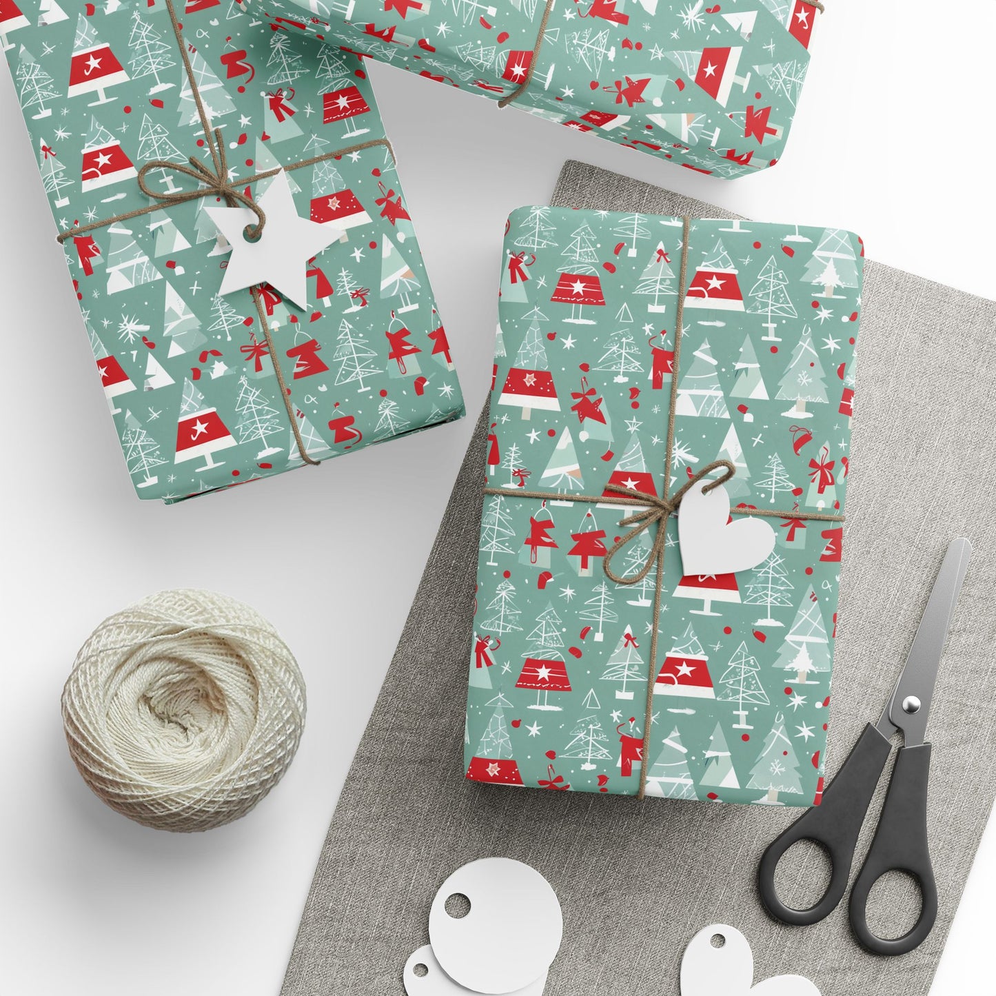 Mid - Century Mistletoe – Retro Tree Wrapping Paper