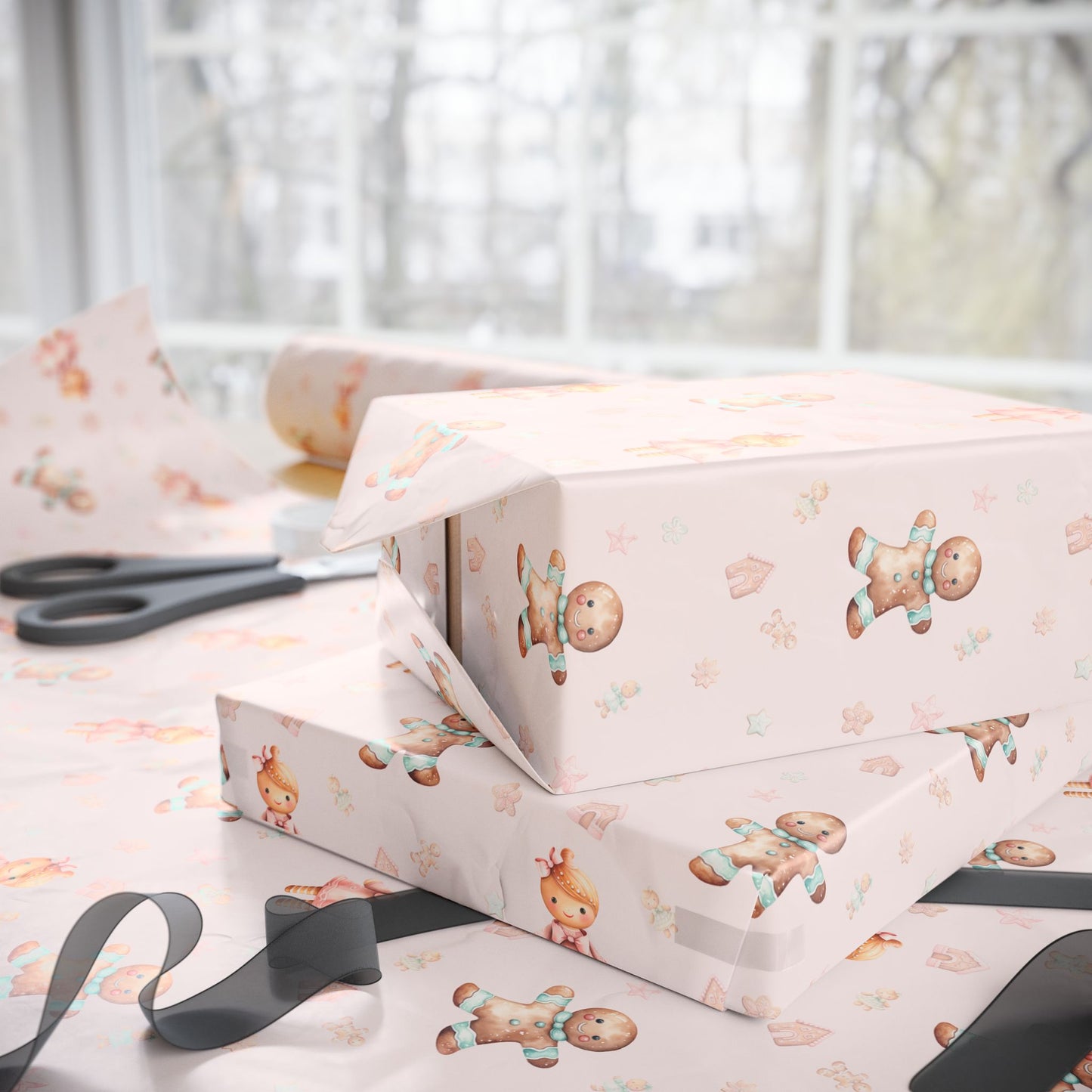 Sugar & Spice Parade – Gingerbread Girl and Boy Wrapping Paper