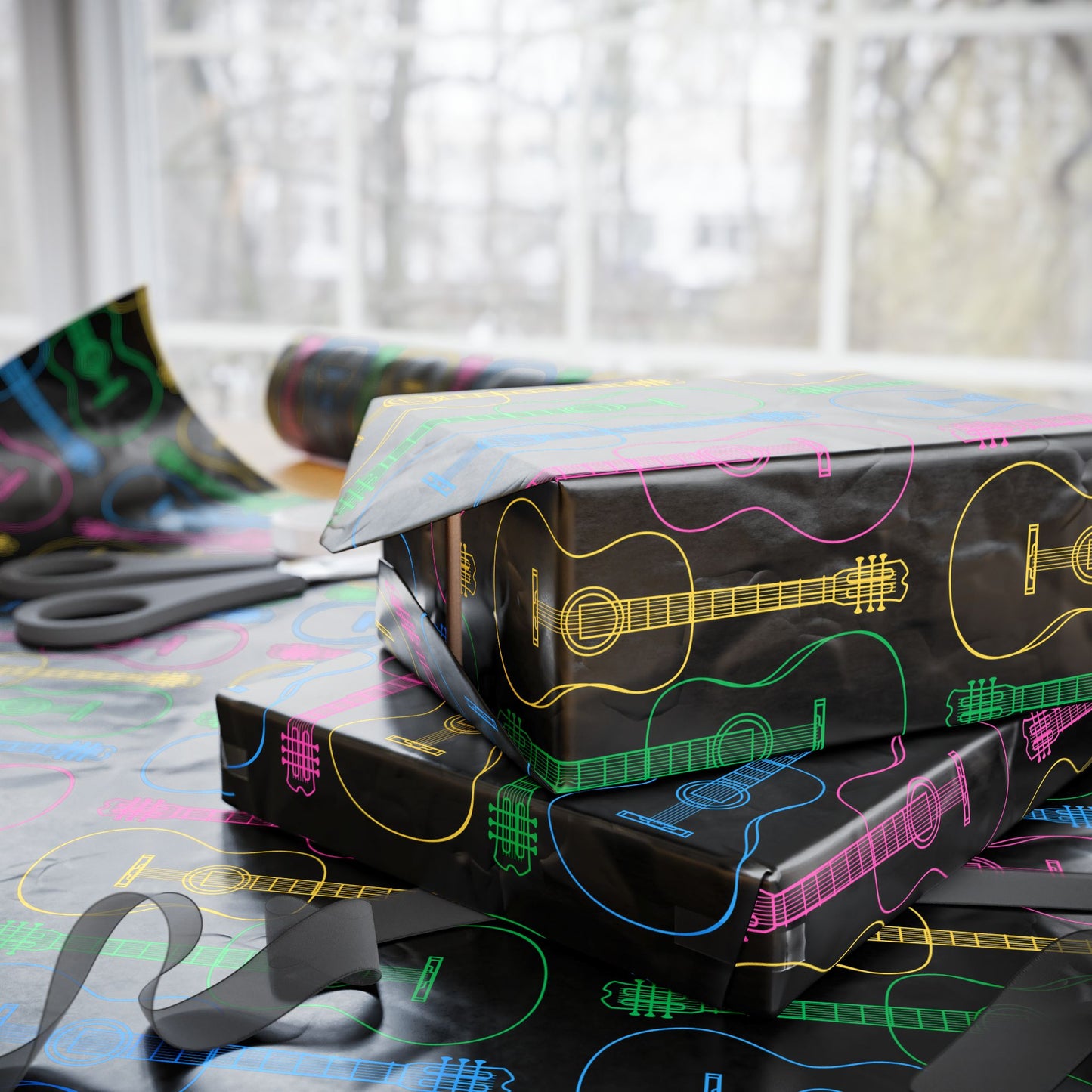 Wrapping Paper - Neon Guitar Design