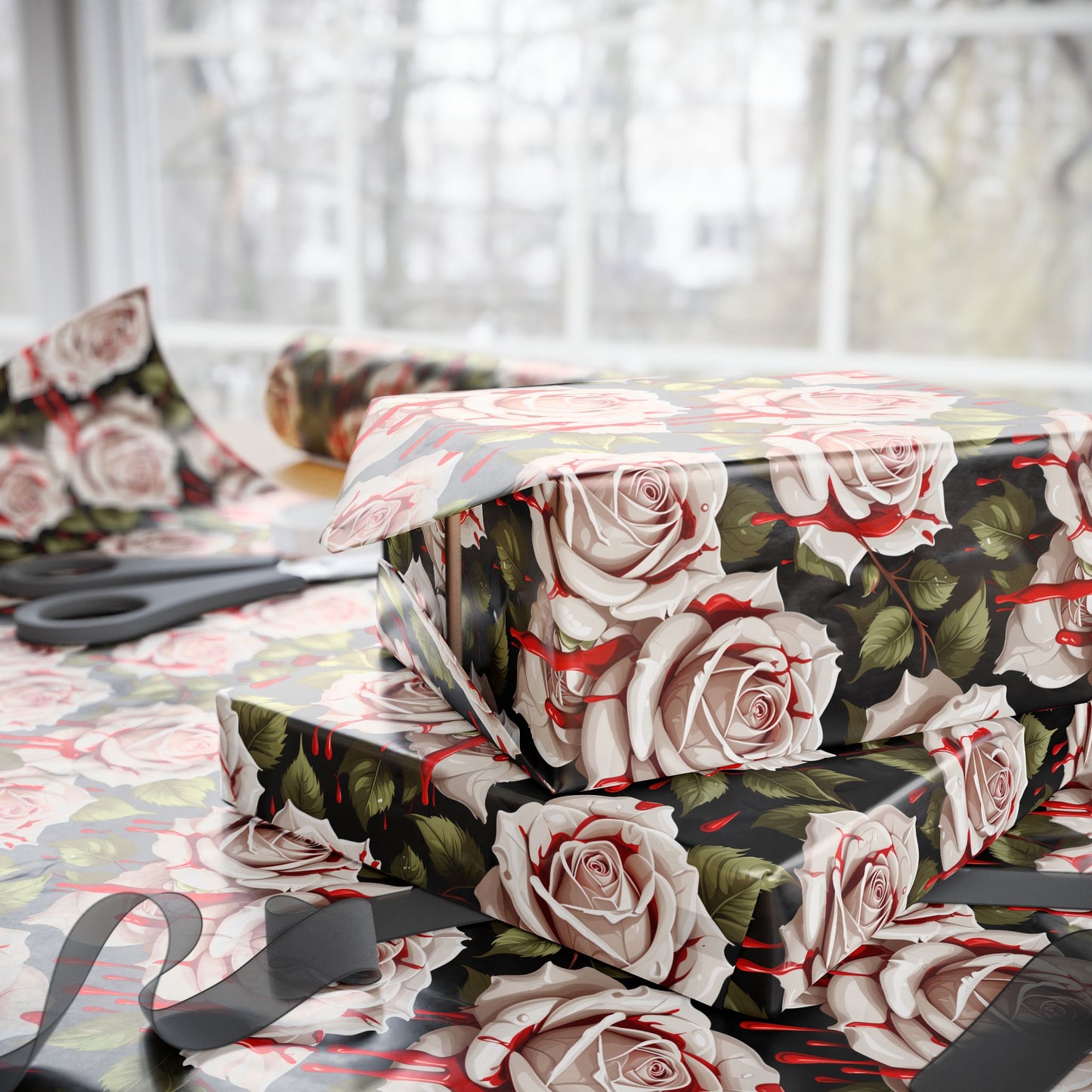 Alice in Wonderland White Roses Being Painted Red