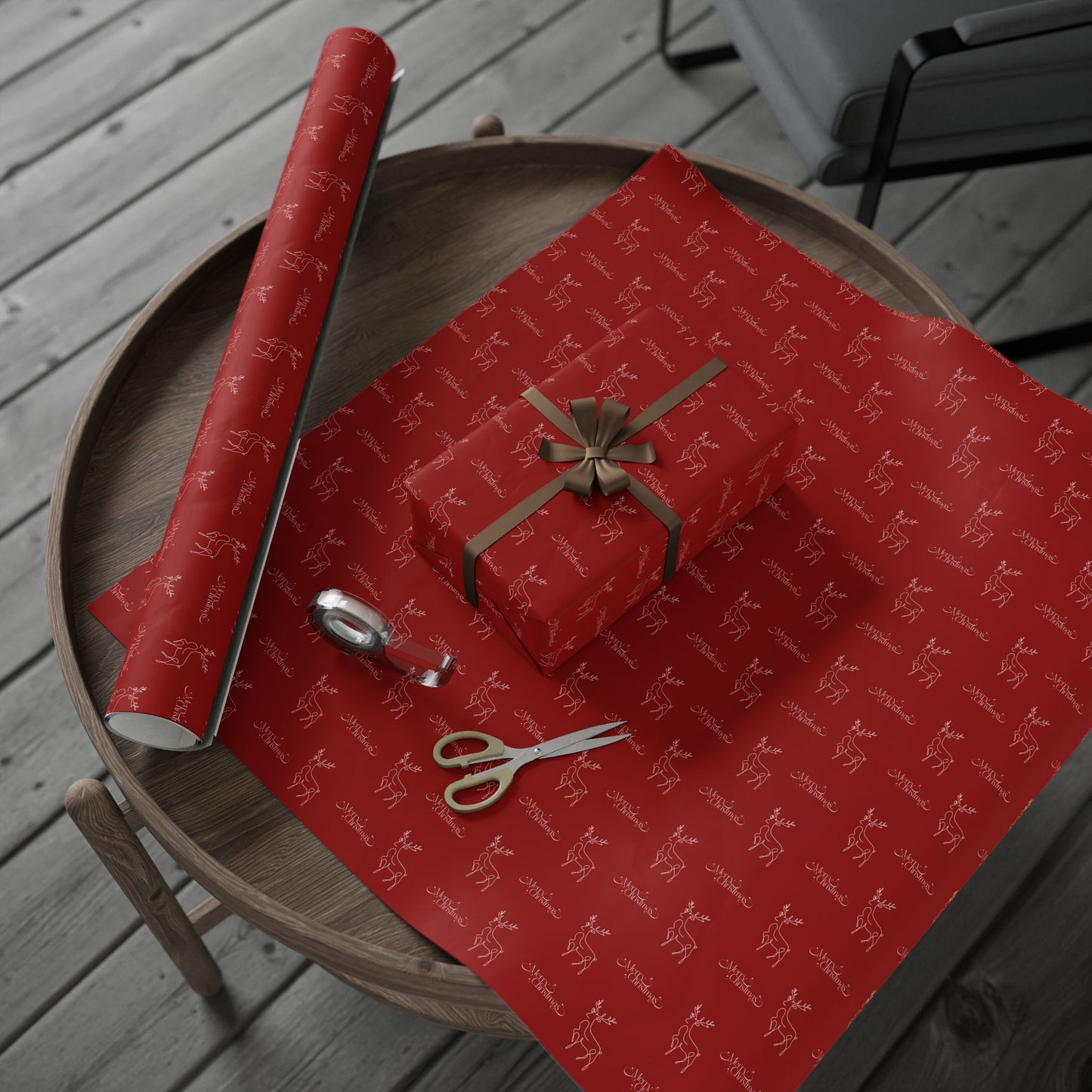 Sleigh All Day – Minimalist Reindeer Christmas Wrapping Paper