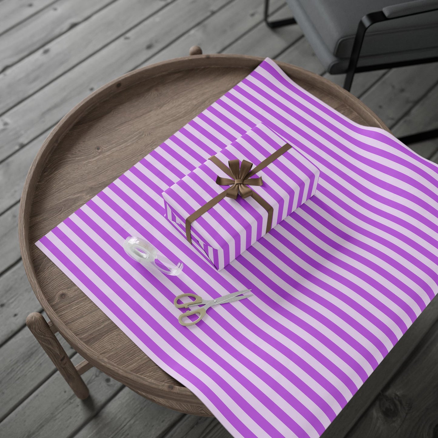 Chic Purple Stripes – Elegant Wrap for Birthdays, Holidays & More