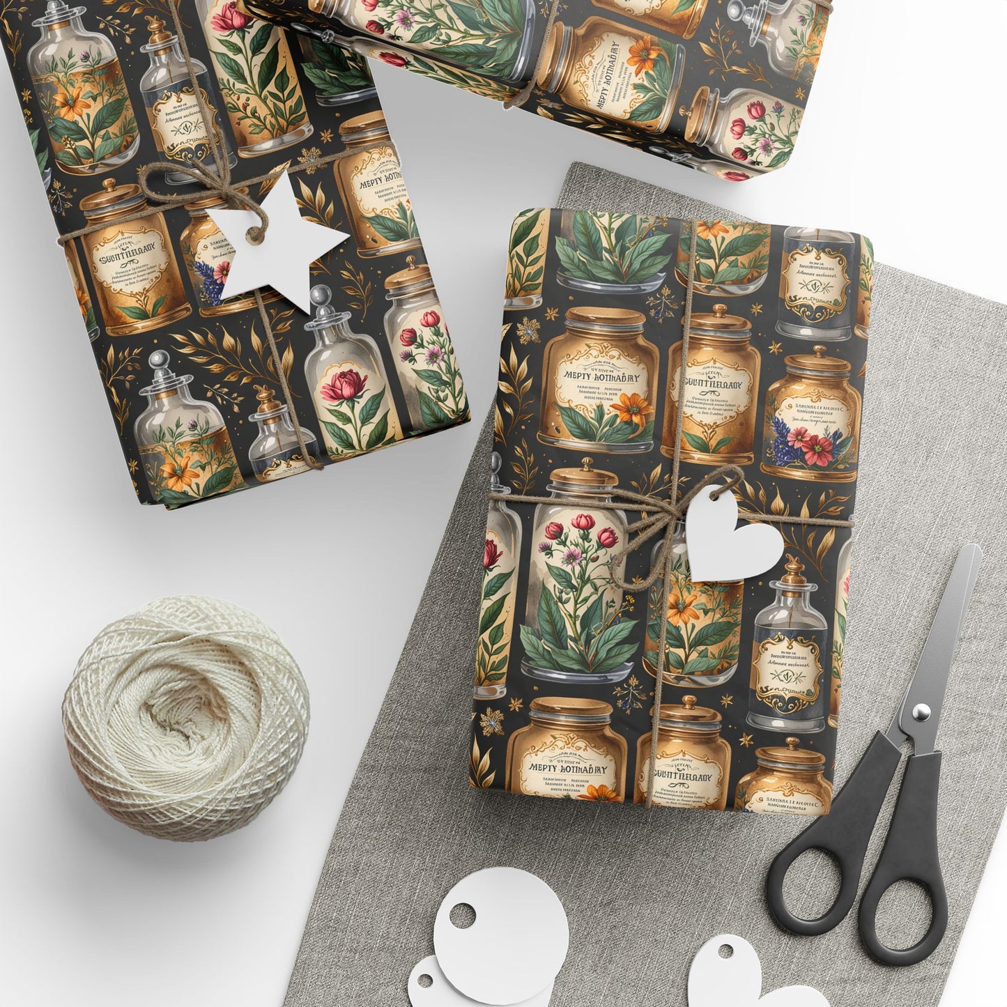 Wrapping Paper - Elegant Apothecary Vintage - Inspired Design