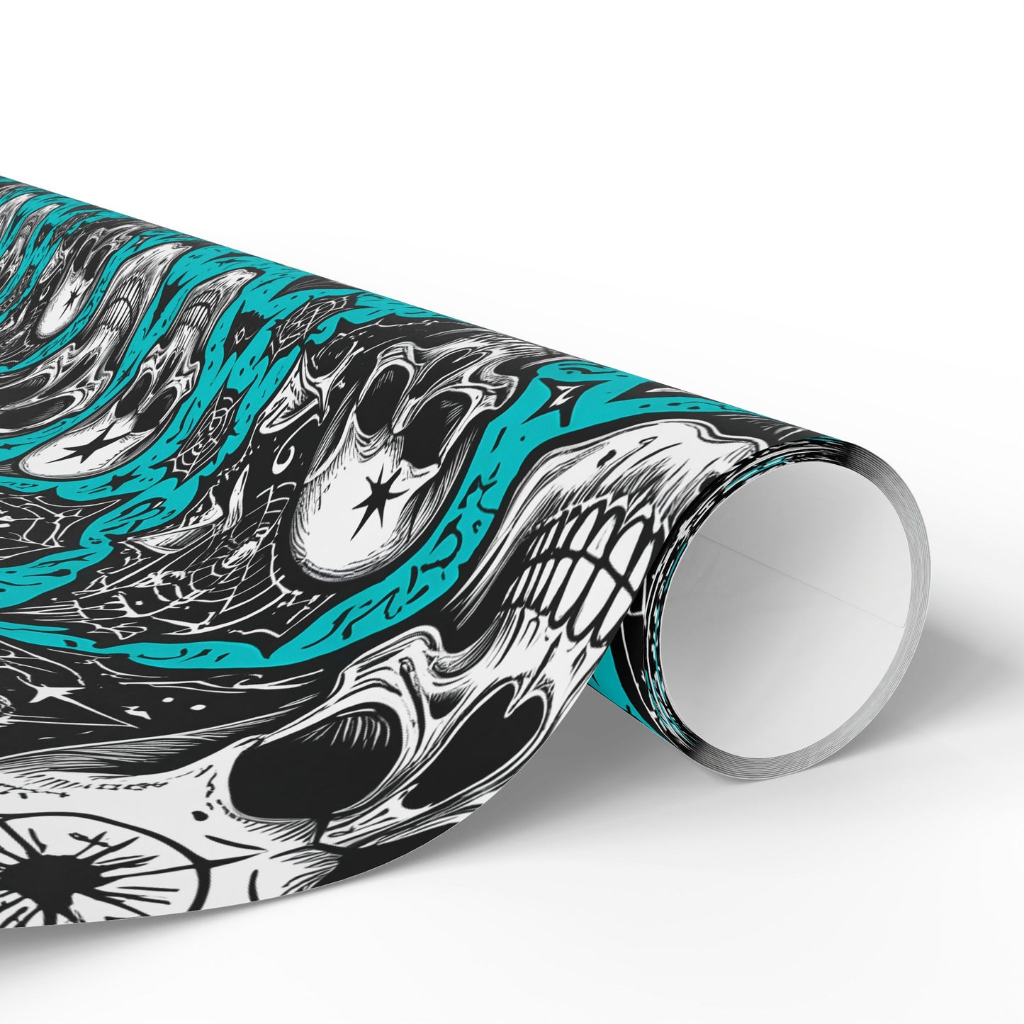 Blue Gothic Skull Wrapping Paper