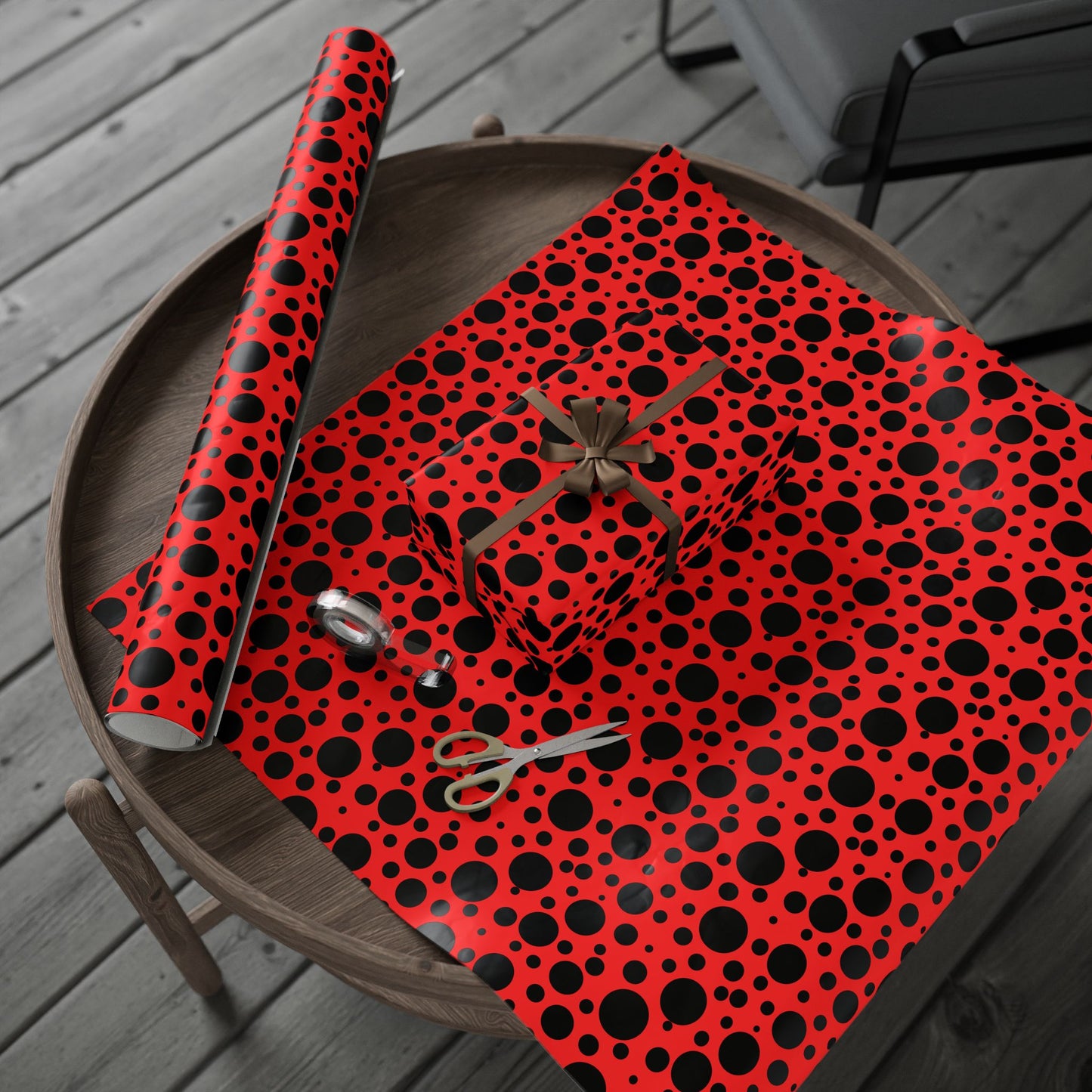 Dot Drama – Retro Red & Black Polka Dot Wrapping Paper