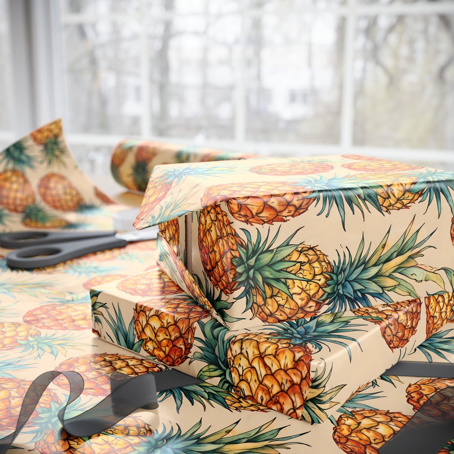 Nostalgic Pineapple Patterned Wrapping Paper