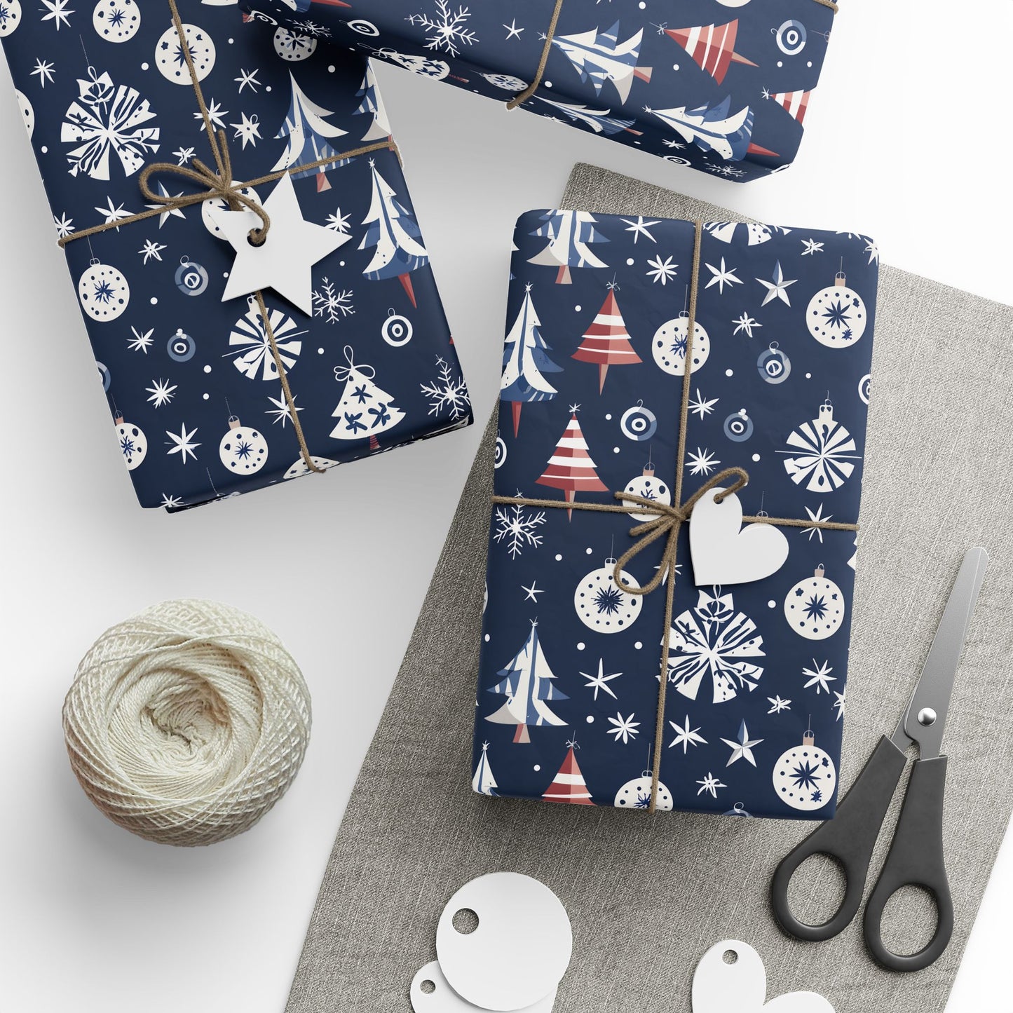 Stylish Navy Christmas Gift Wrap