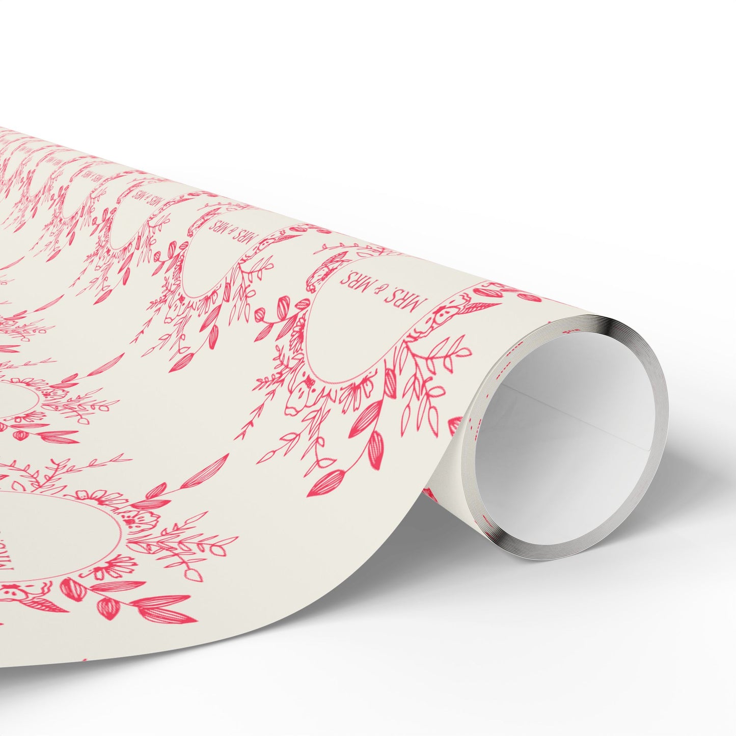 Charming Mrs & Mrs Pink and White Wrapping Paper