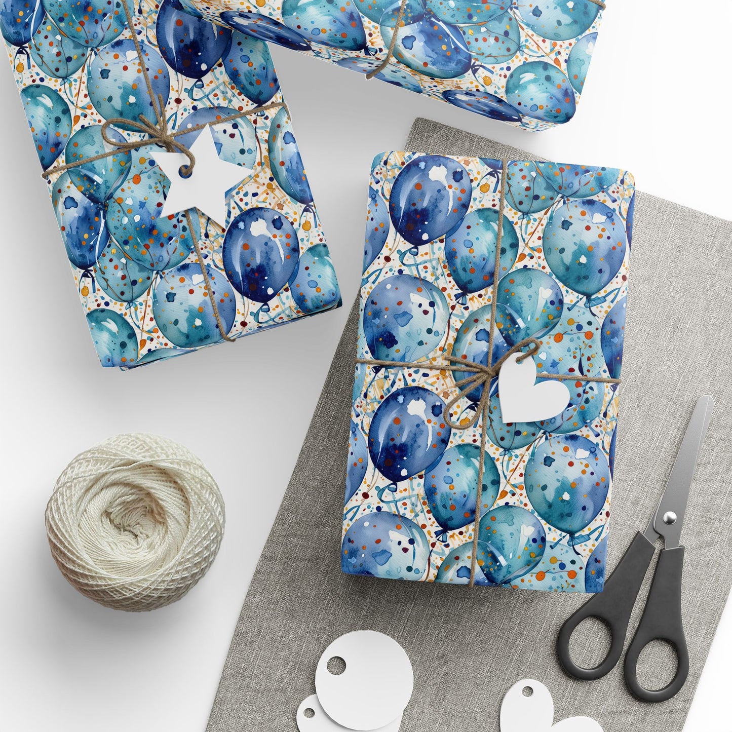 Artistic Blue Celebration Wrapping Papers