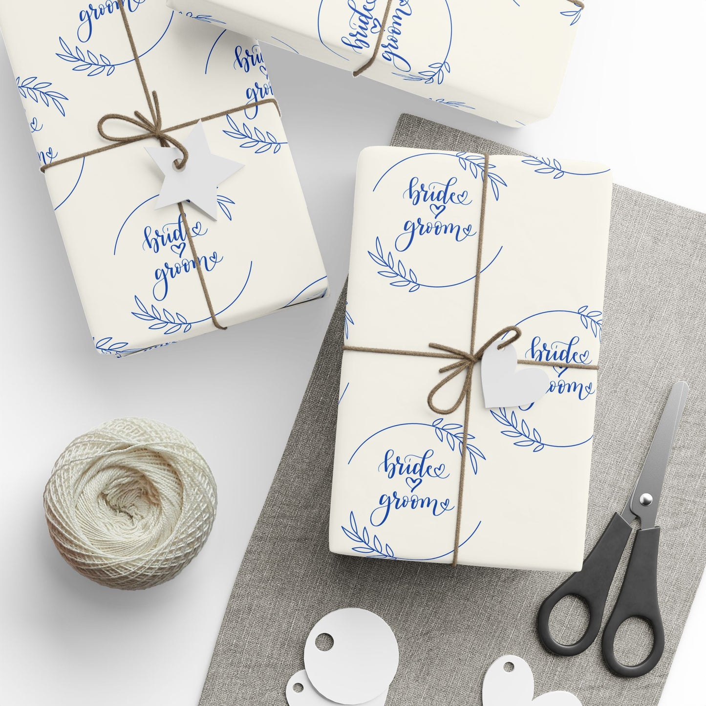 Bride & Groom Gift Wrap in Blue