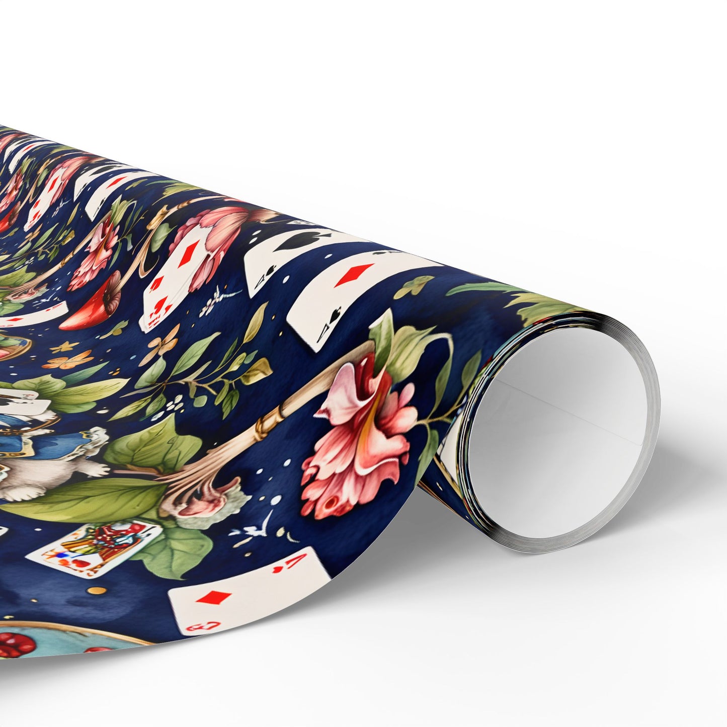 Enchanting Navy Gift Wrap inspired by Alice in Wonderland