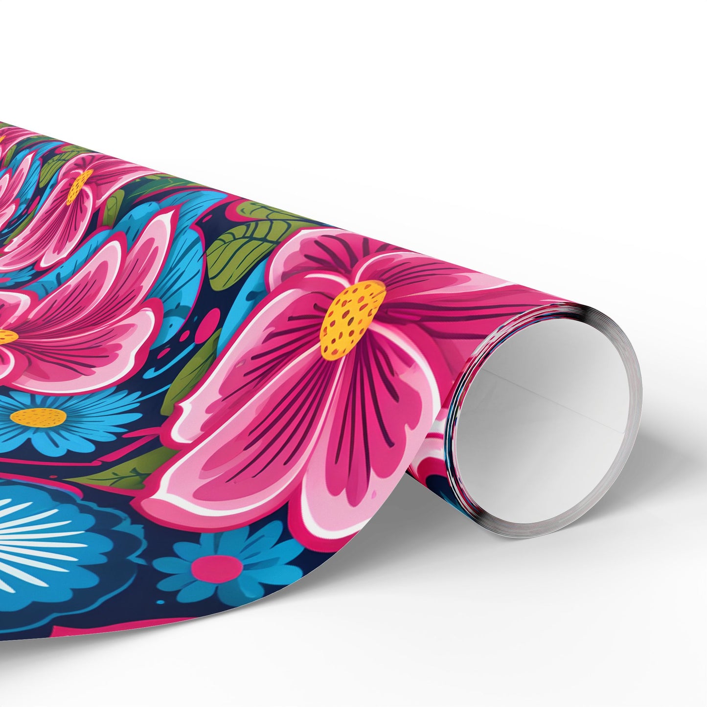 Colorful Pink & Aqua Flower Pattern Gift Wrap