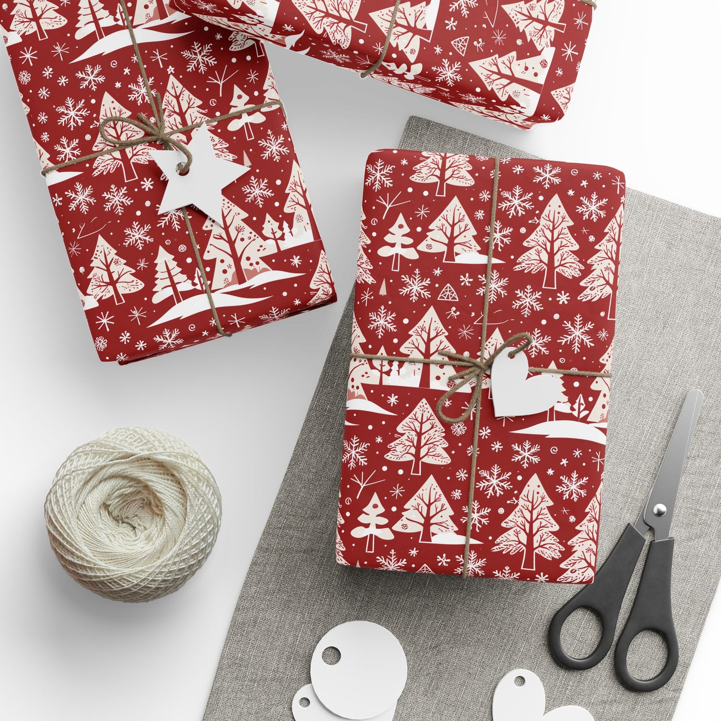 Nordic Noel – Red & White Forest Wrapping Paper