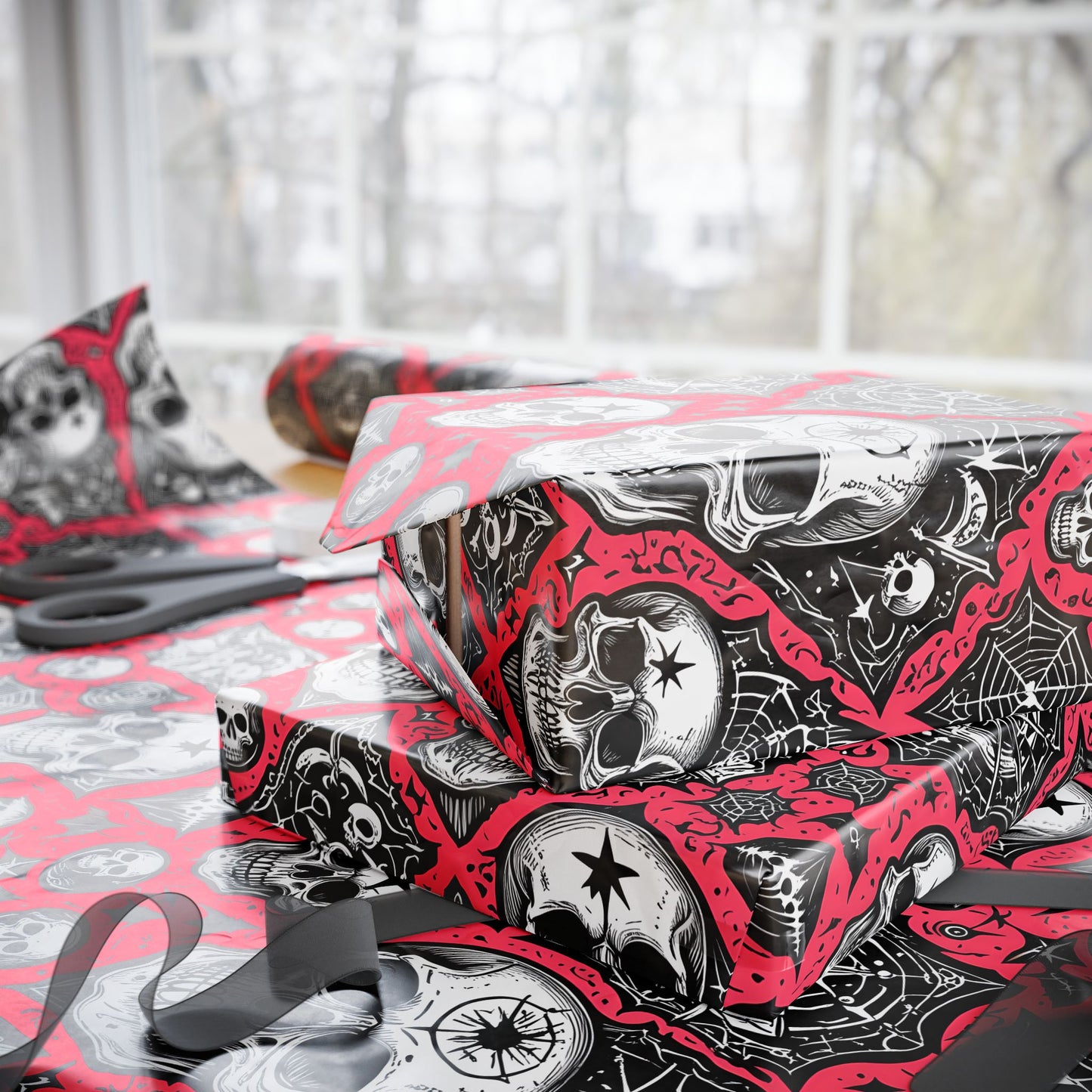 Pink Gothic Skull Wrapping Paper