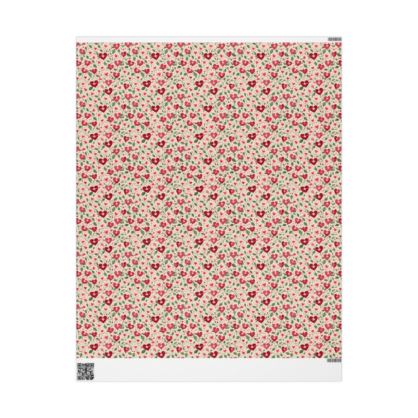 Orange Floral & Heart Wrapping Paper