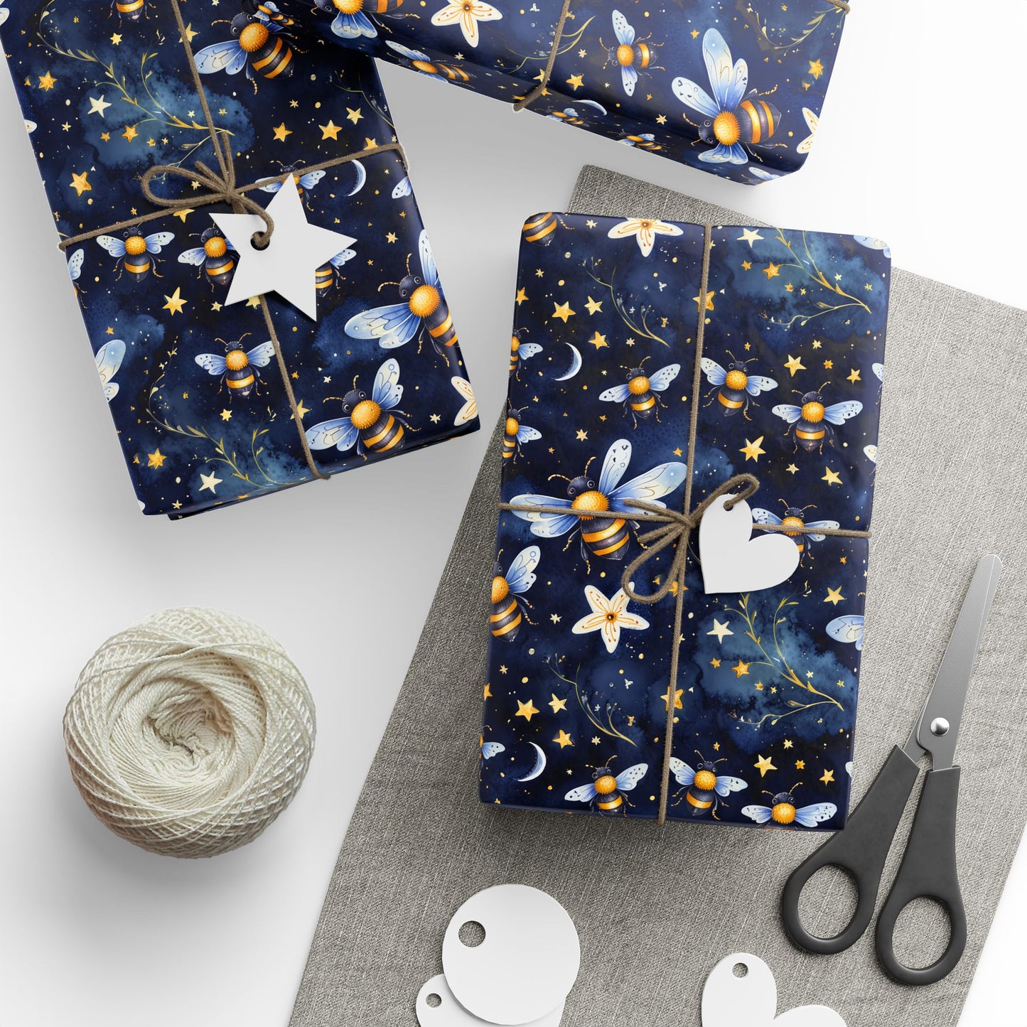 Whimsical Stars and Bees Gift Wrap Roll