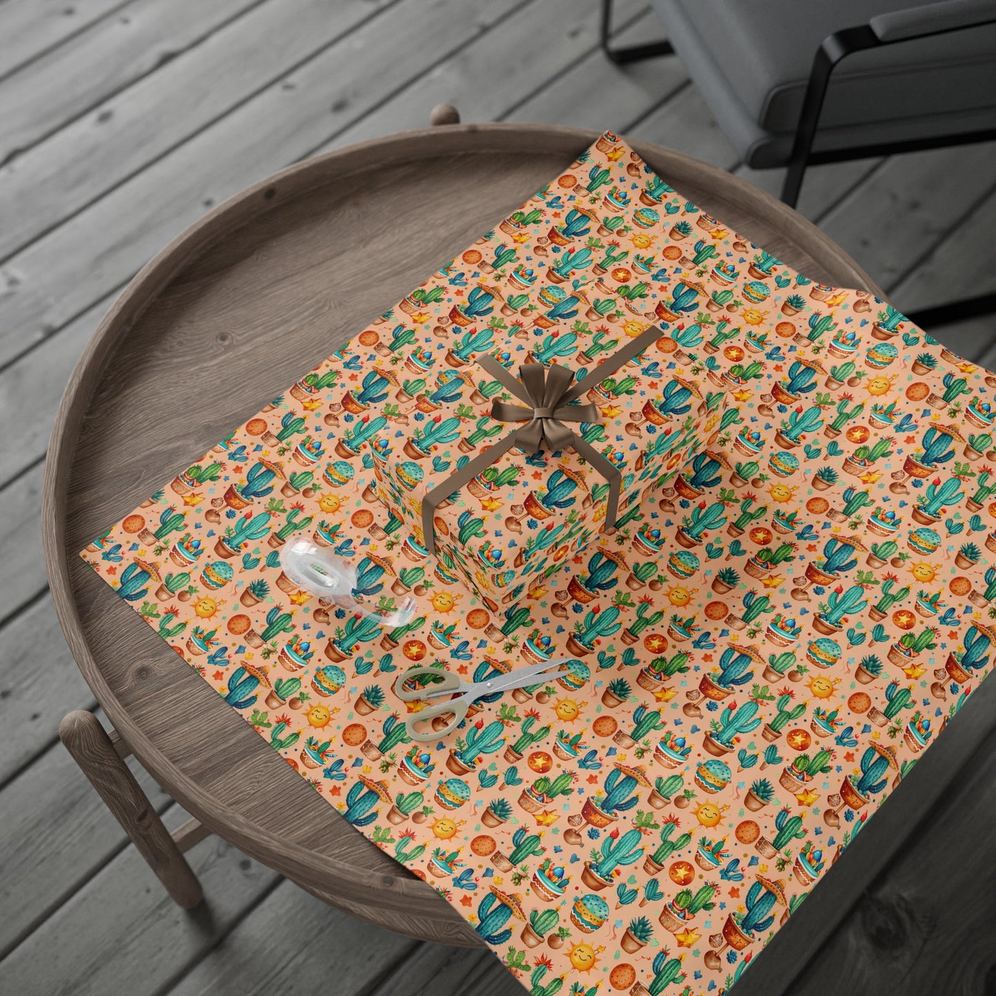 Cactus Pattern Birthday Wrapping Paper