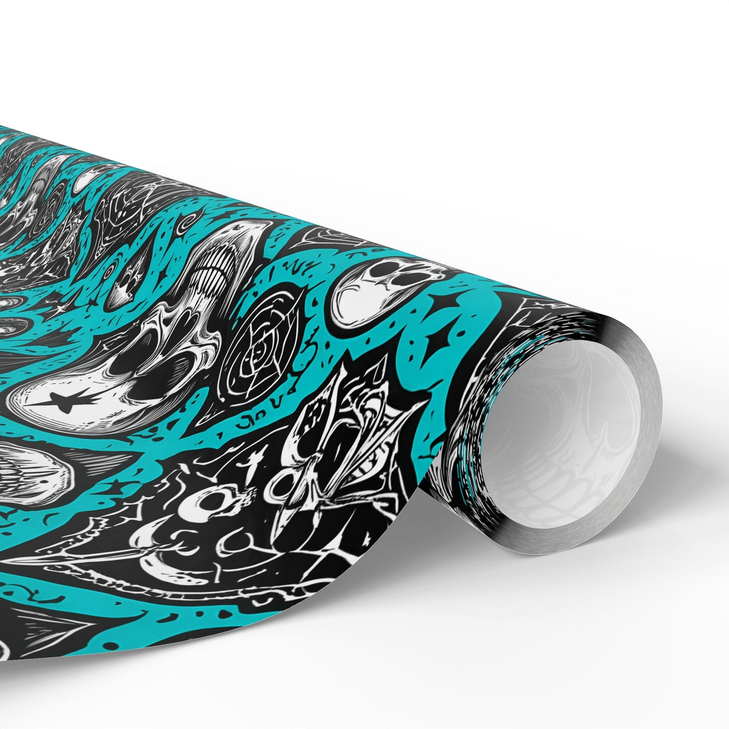 Blue Gothic Skull Wrapping Paper