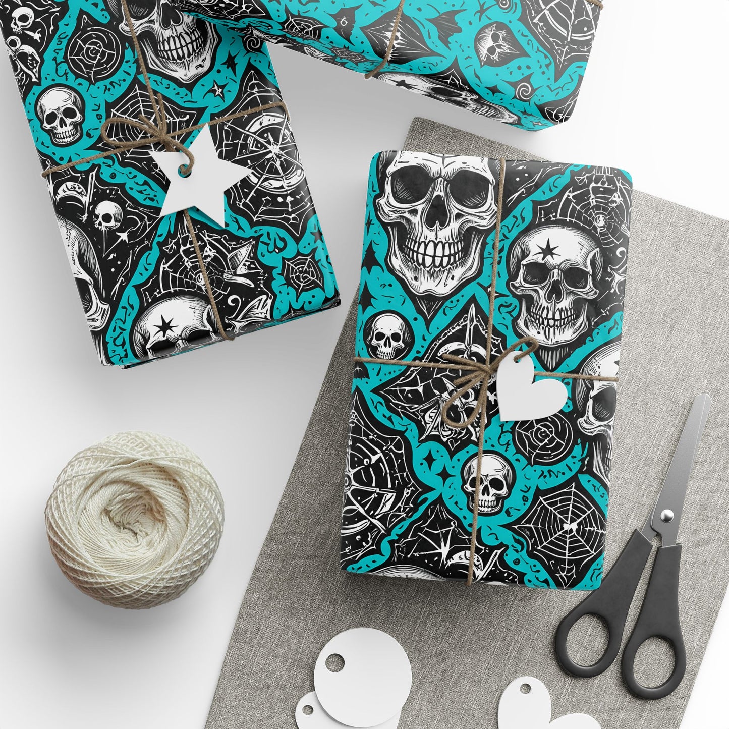 Blue Gothic Skull Wrapping Paper