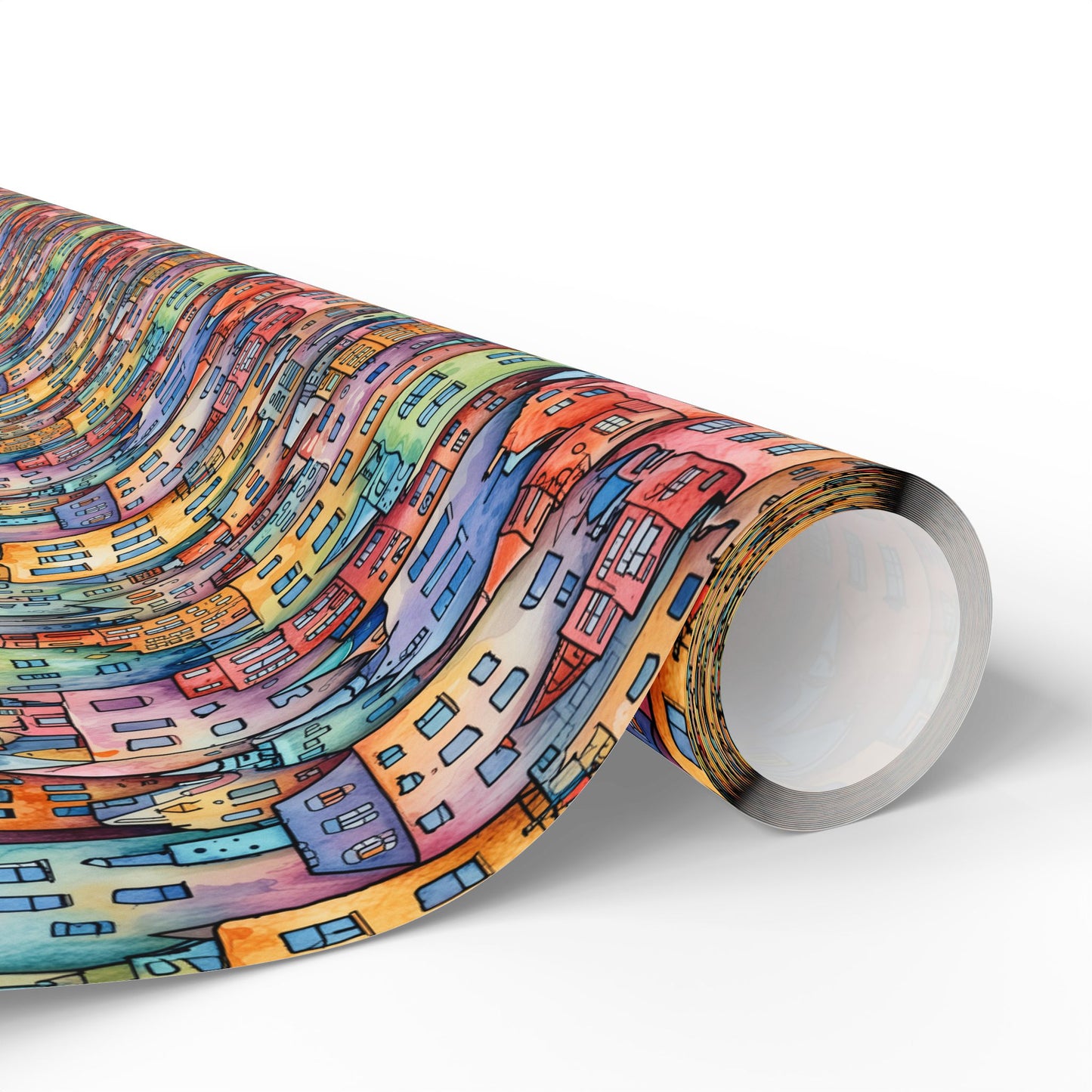 Colorful Pastel Cityscape Wrapping Paper
