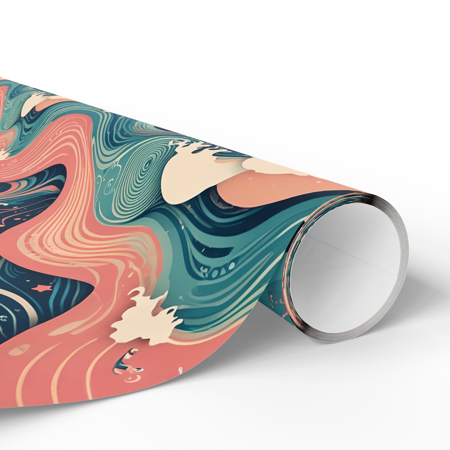 Ocean Wave Wrapping Papers - pink and blue