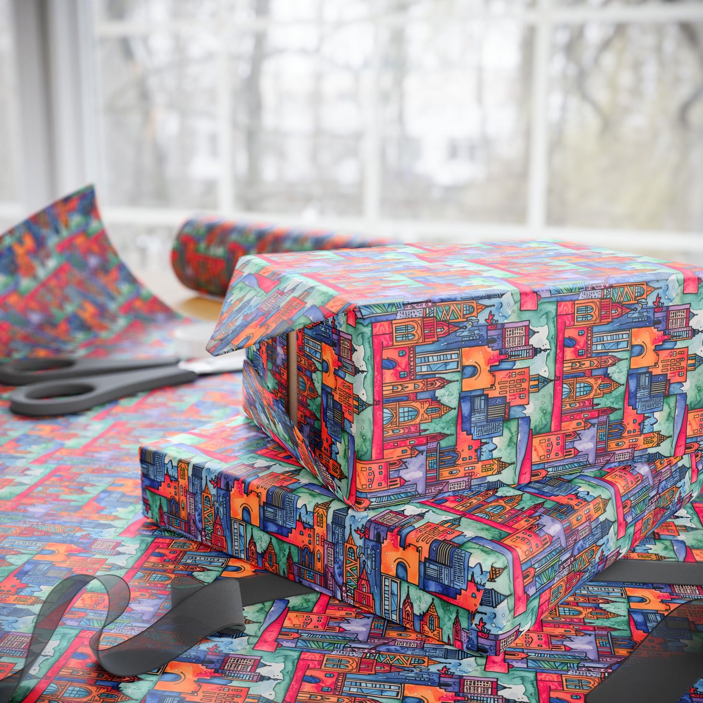Wrapping Papers - Vibrant Abstract Cityscape